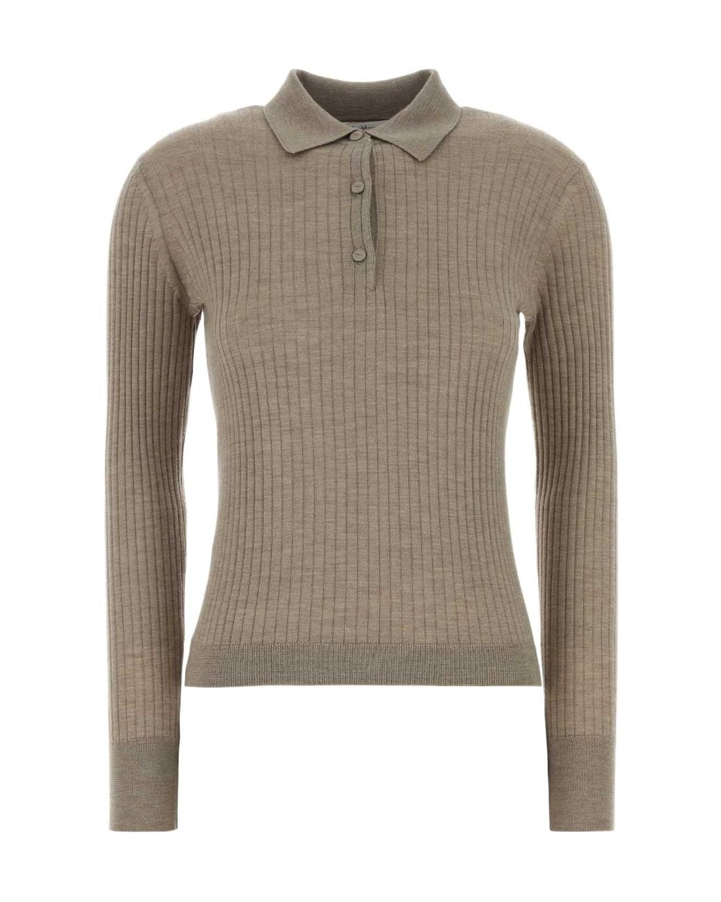 Max Mara Brown Mxpgitano Ribbed Knitted Polo Shirt