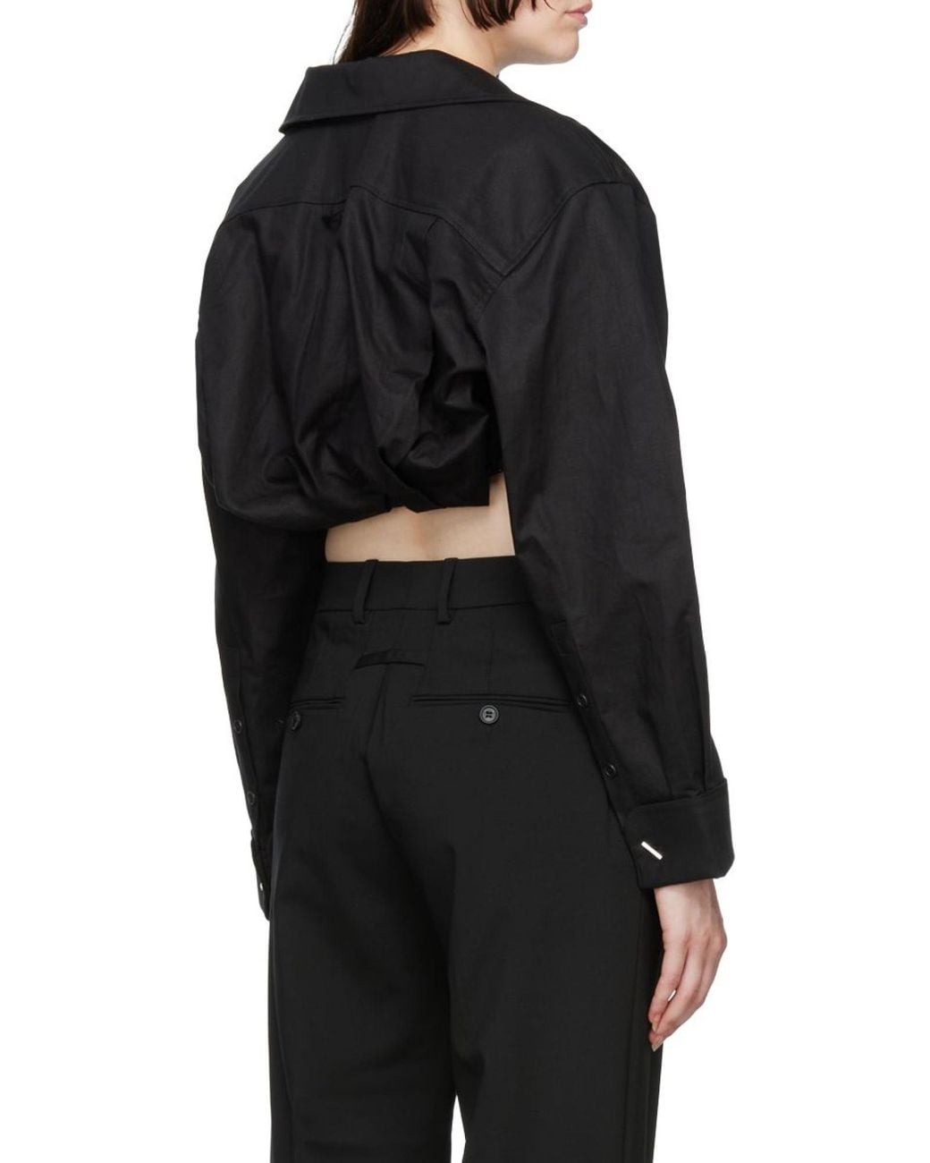 Jacquemus Black Machou Cropped Long-Sleeved Top