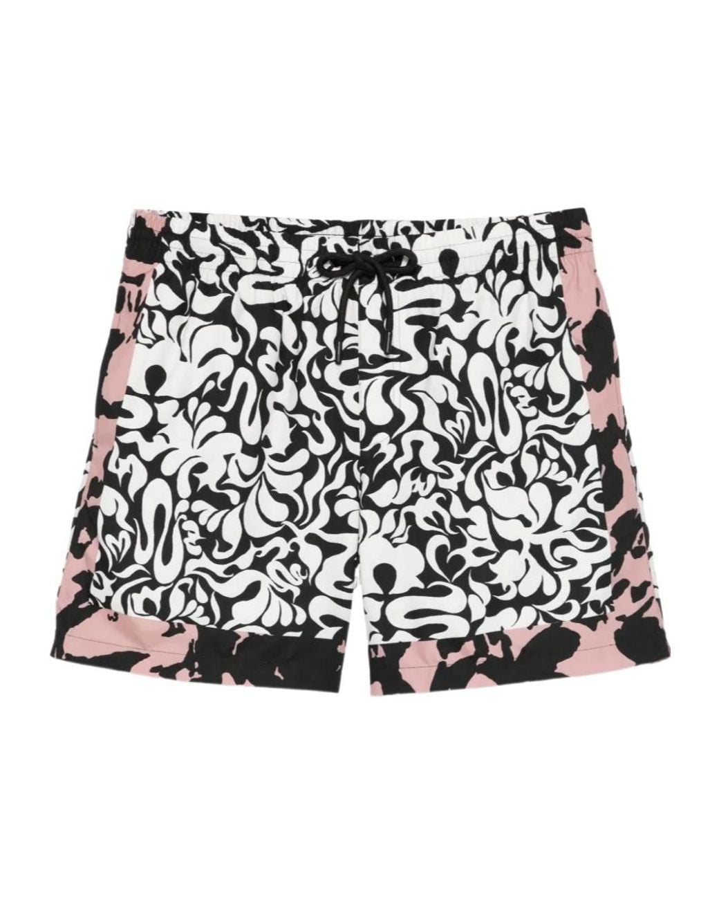 Dries Van Noten Black Pattern-Printed Swim Shorts for men