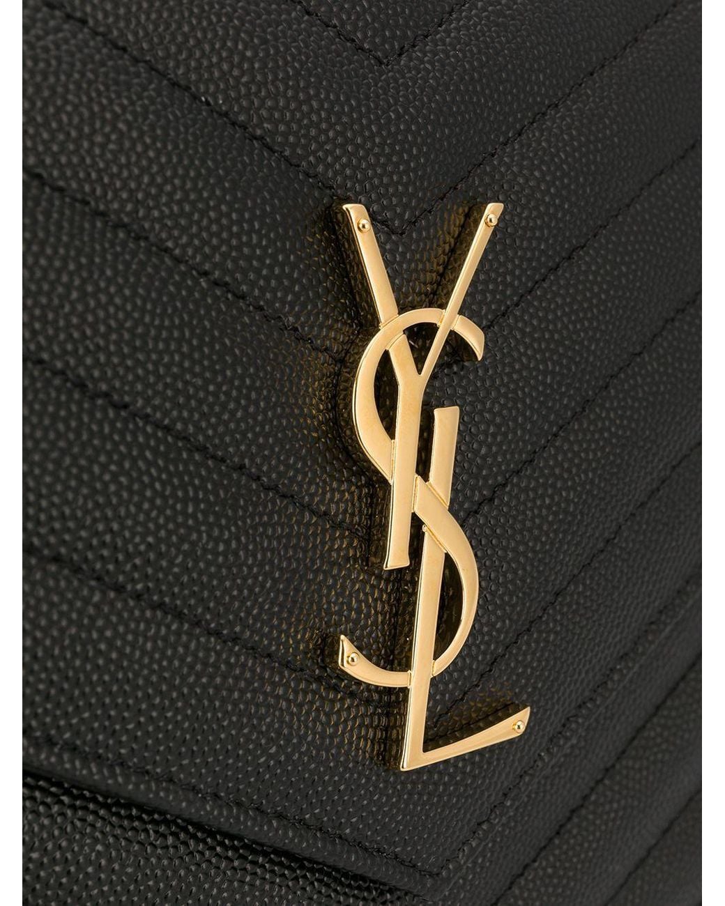 Saint Laurent Black Cassandre Quilted Flap Pouch