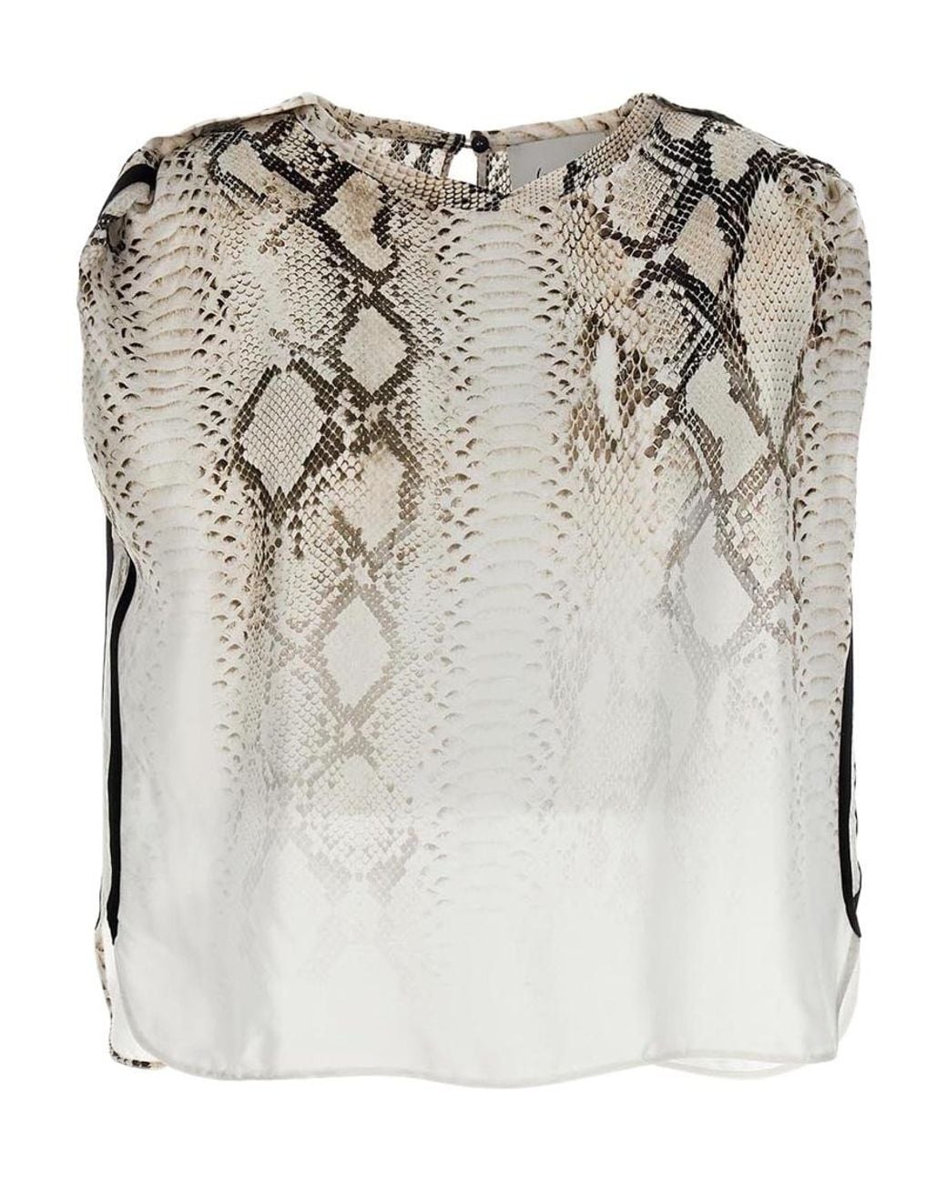 Nude White Snake Print Bloshirt