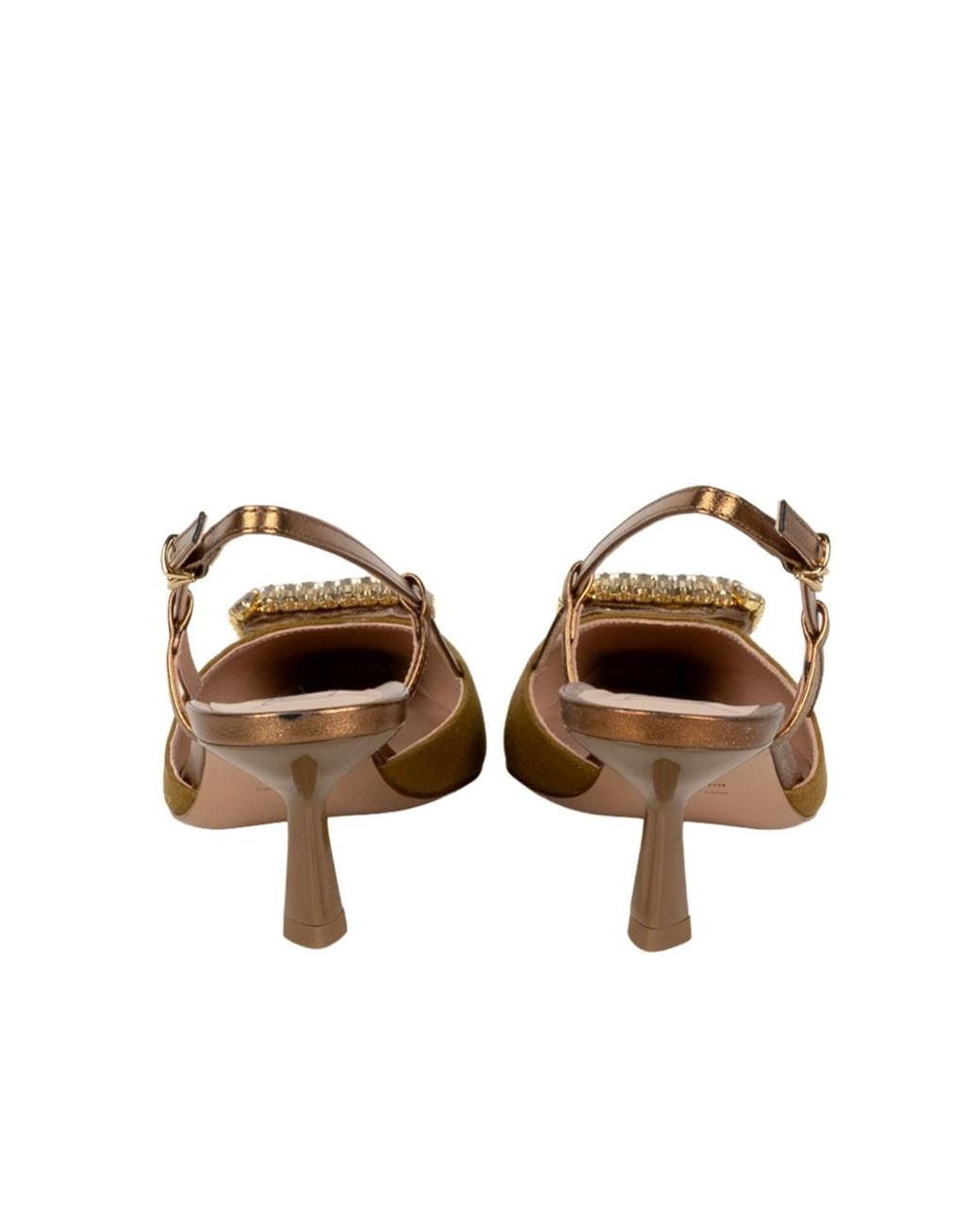 Roberto Festa Brown Ingrid Embellished Slingback Pumps