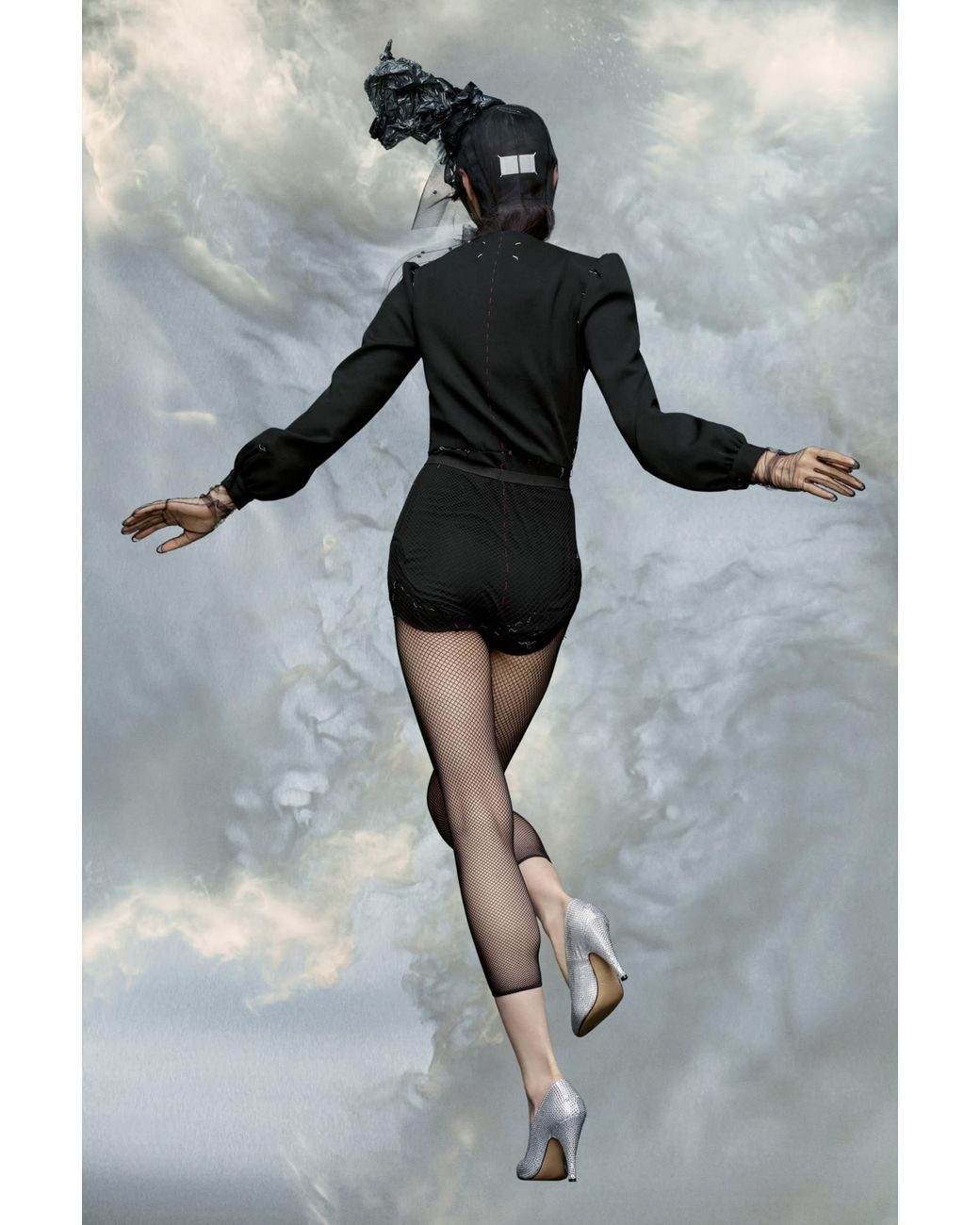 Maison Margiela Black Long Sleeved Belted Dress