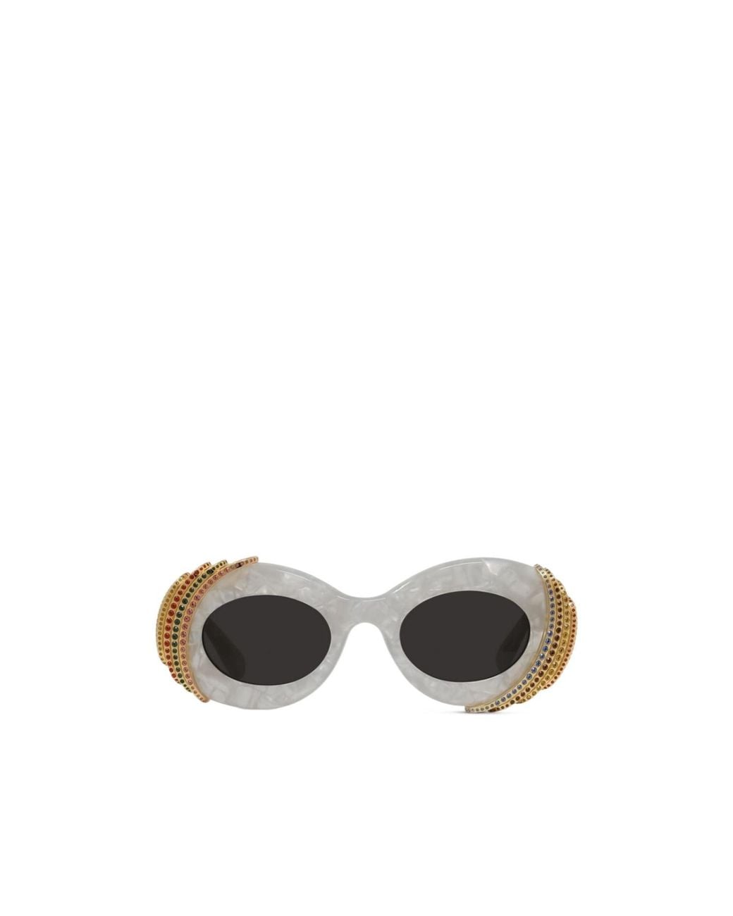 Loewe Black Oval-Frame Embellished Sunglasses for men