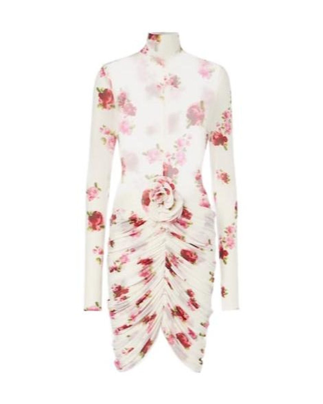 Magda Butrym White Floral-Appliqué Sheer Jersey Minidress