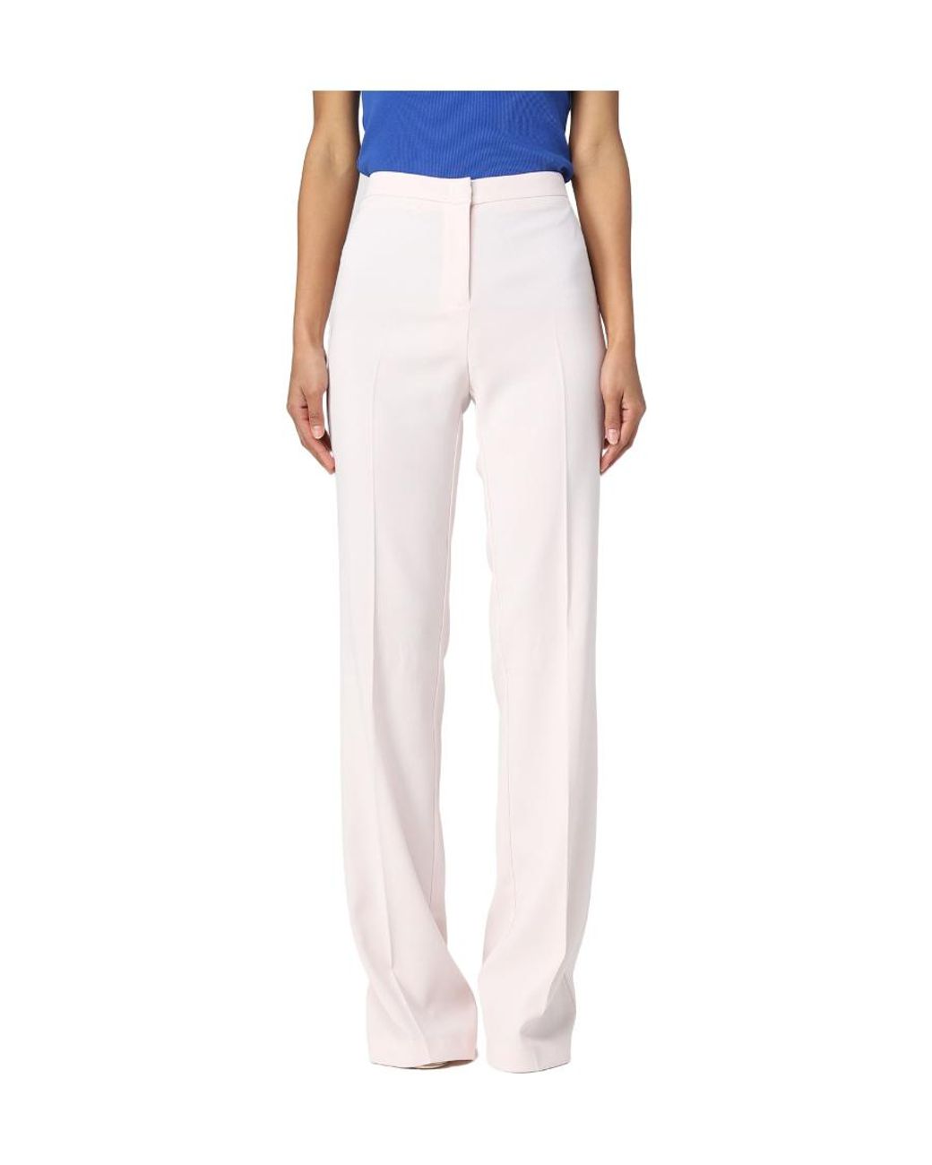 Pinko High-Waist Straight-Leg Trousers in Blue | Lyst