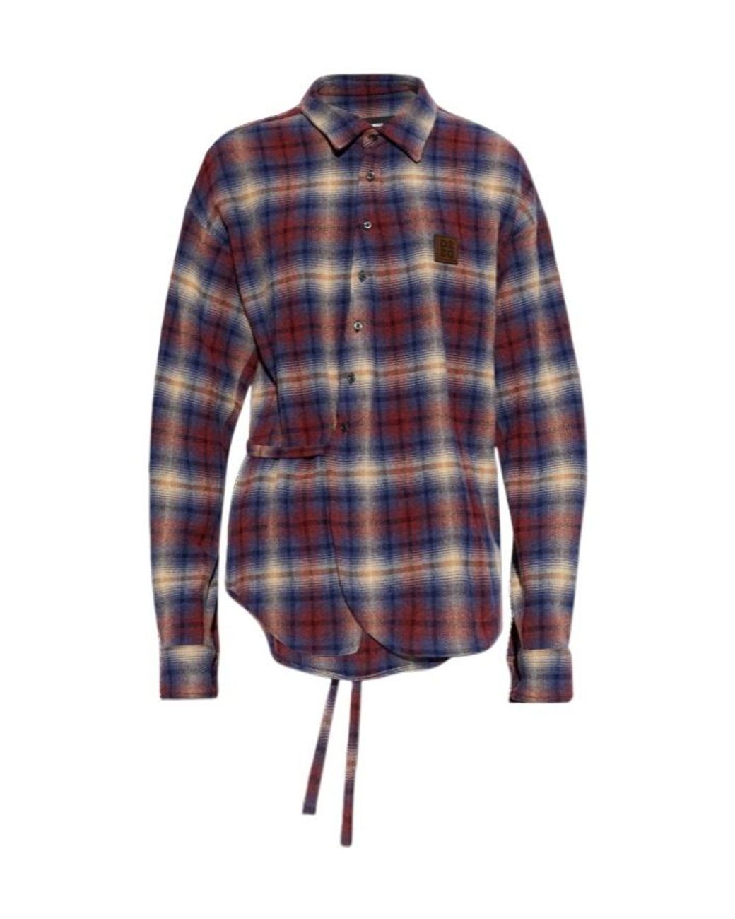 DSquared² Blue Plaid Tie-Waist Shirt