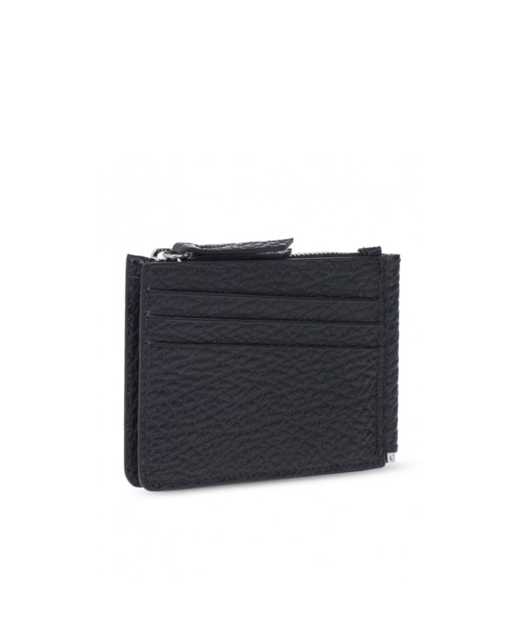 Maison Margiela Black Four-Stitch Clip Wallet