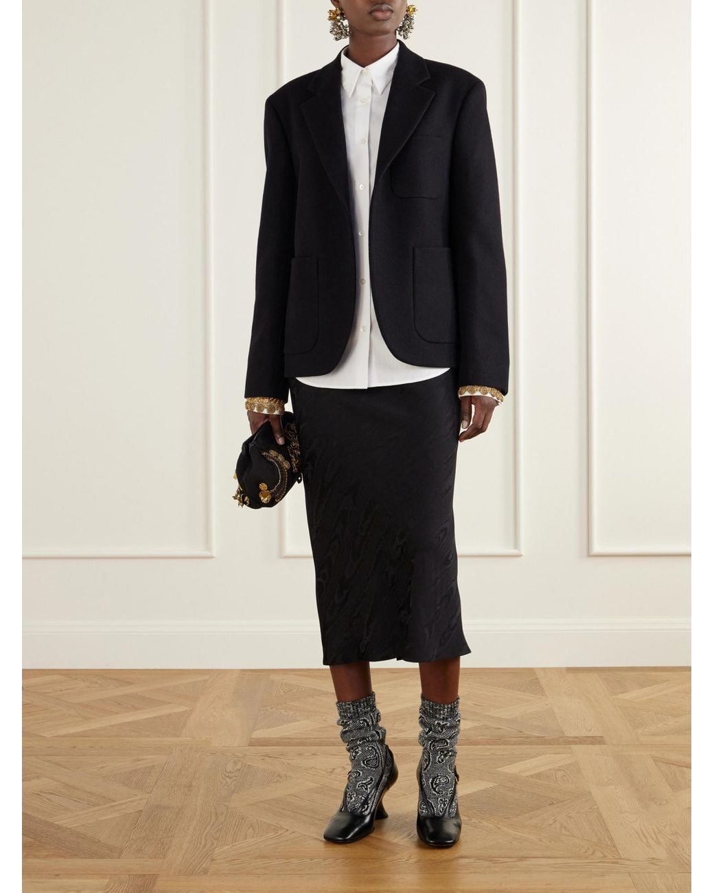Dries Van Noten Black Wool-Felt Blazer