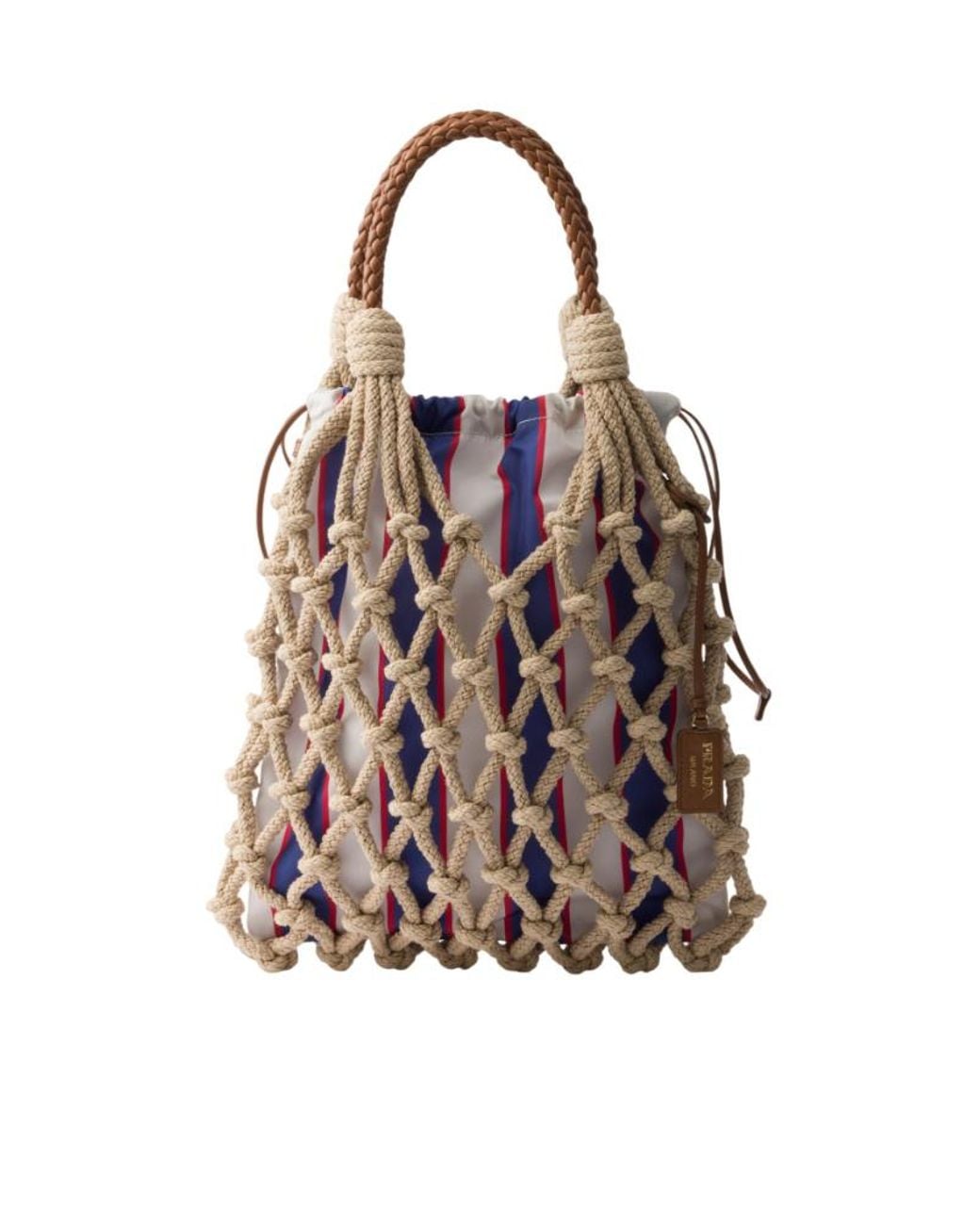 Prada Multicolor Logo Net Tote Bag