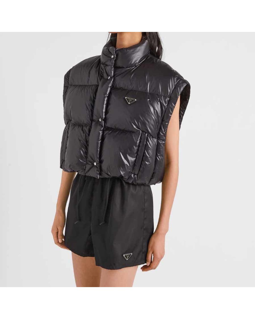 Prada Black Convertible High-Neck Down Jacket