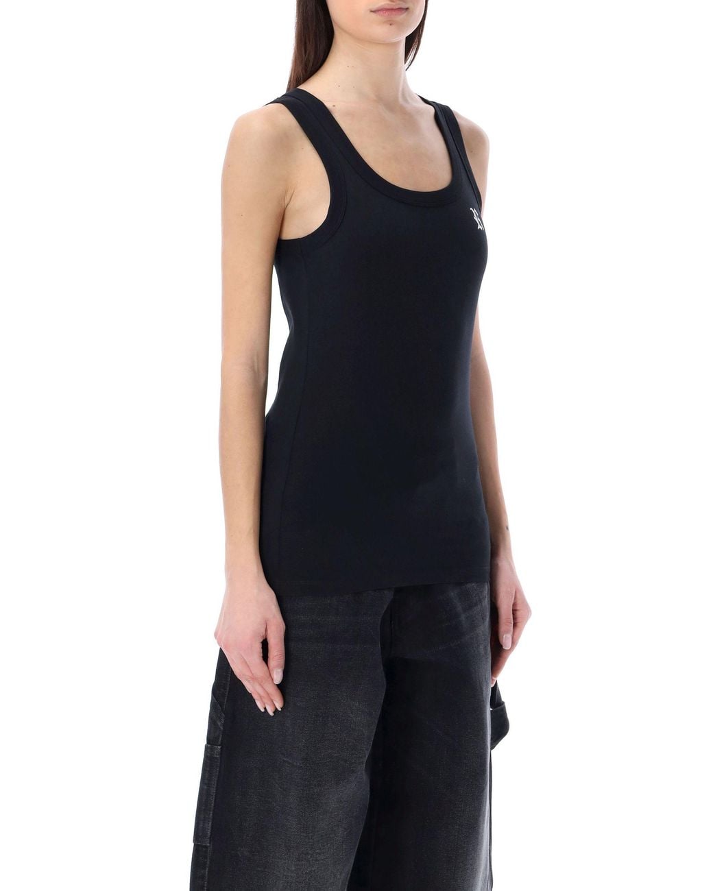 Raf Simons Black Logo Printed Tank Top