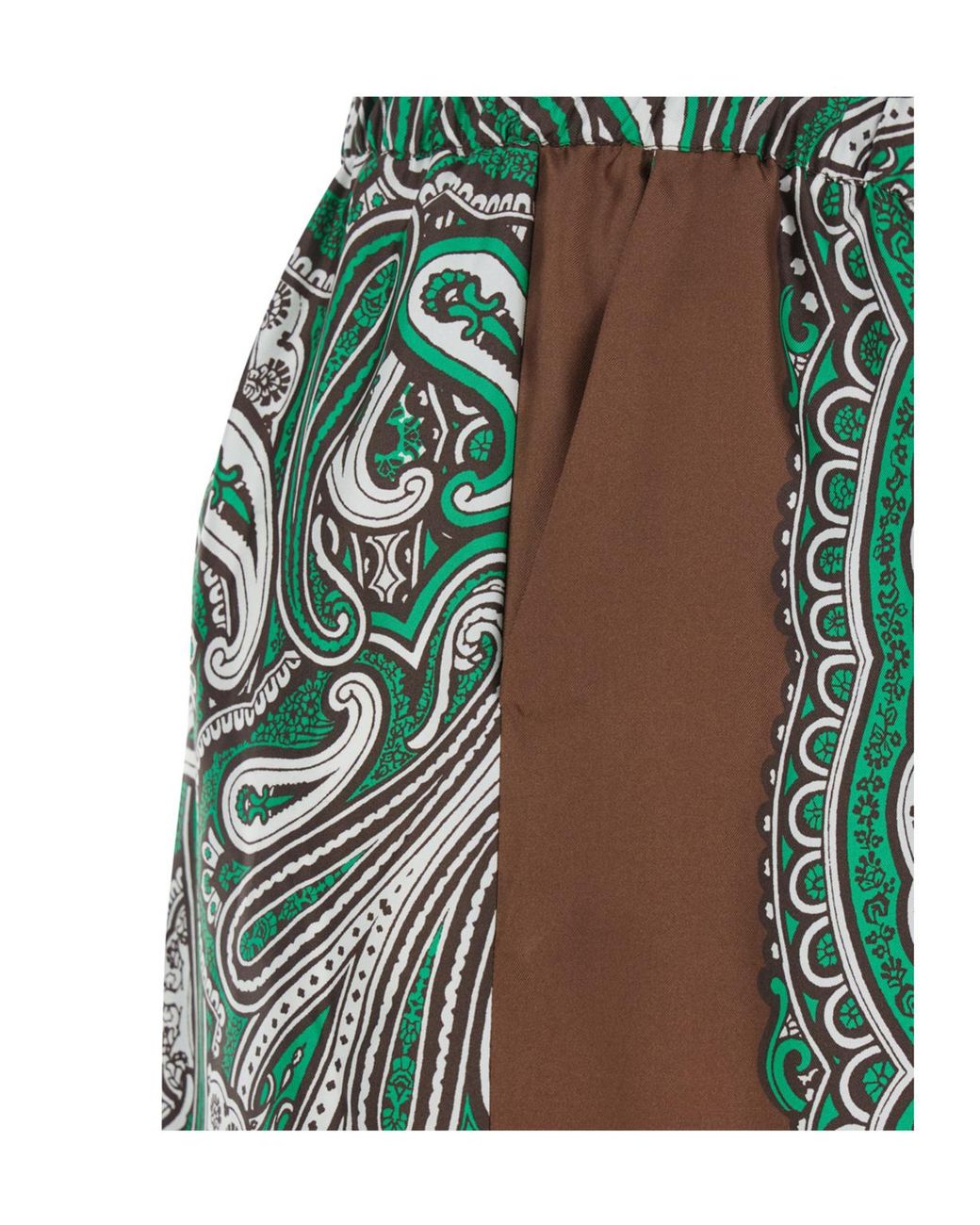 P.A.R.O.S.H. Green P.A.R.O..H. Pants With Contrast Side Stripe And All-Over Silk Scarf Print For Trousers