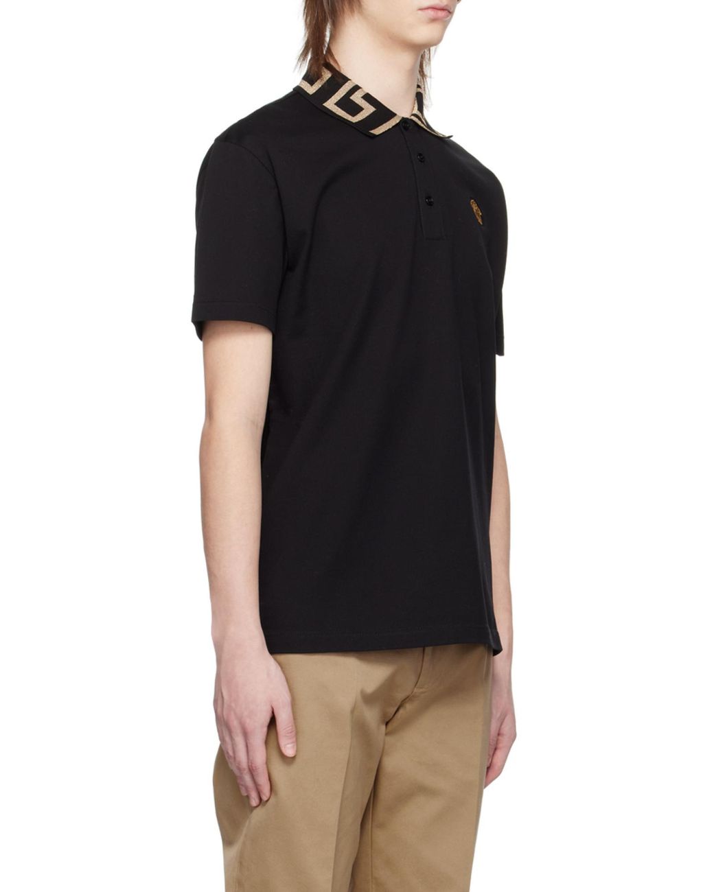 Versace Black 'Greca' Polo Shirt for men