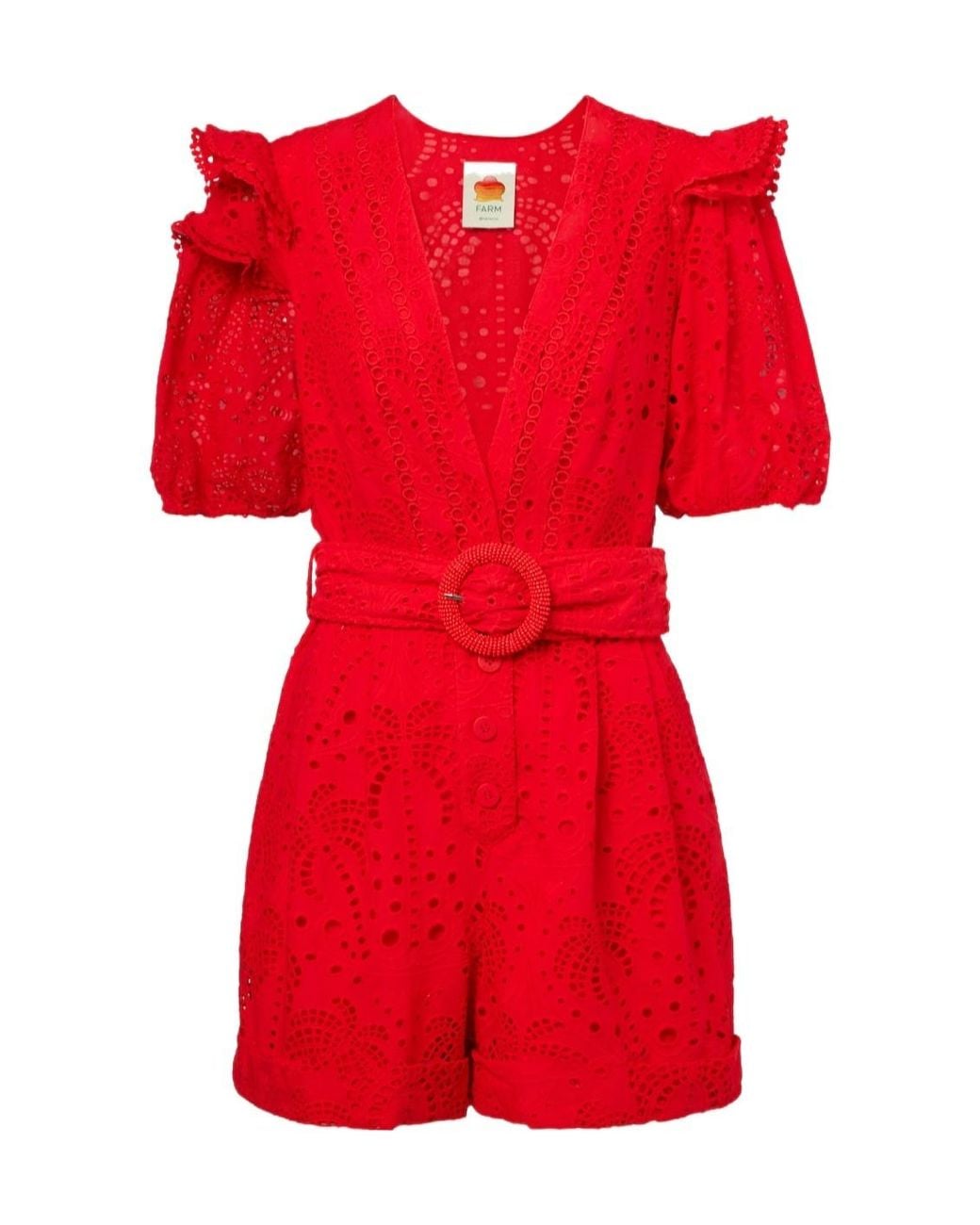 Farm Rio Red Broderie Anglaise Cotton Romper