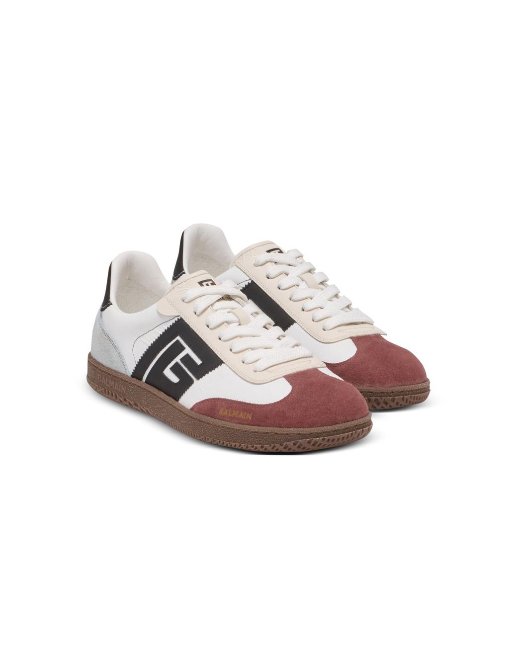 Balmain Brown Swan Suede And Nylon Trainers for men