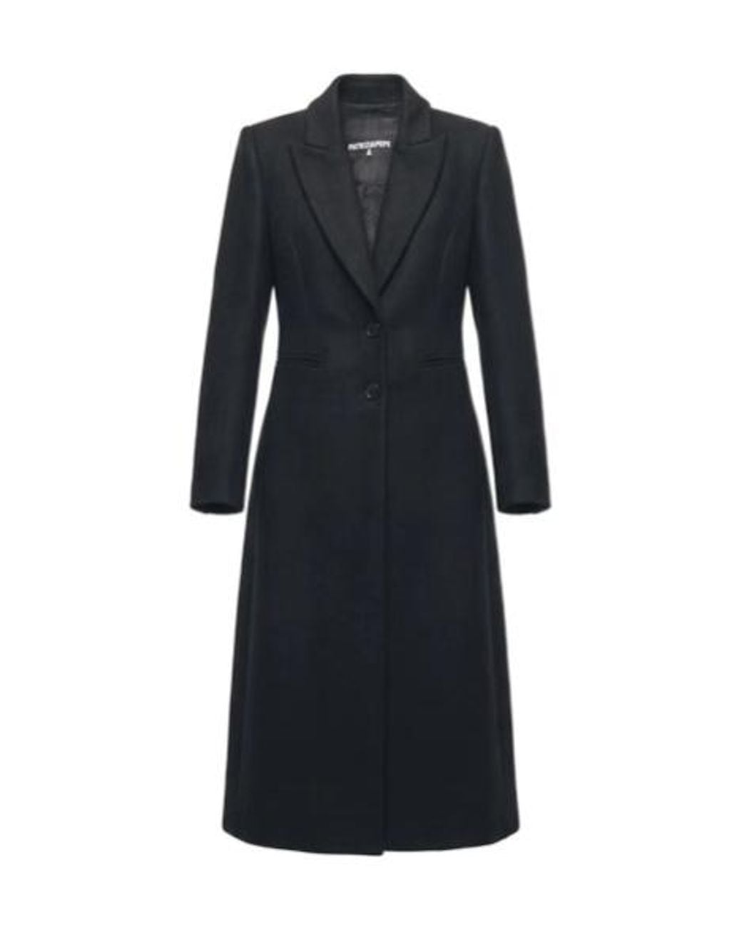 Patrizia Pepe Black Fly-Detail Lapel-Collar Coat