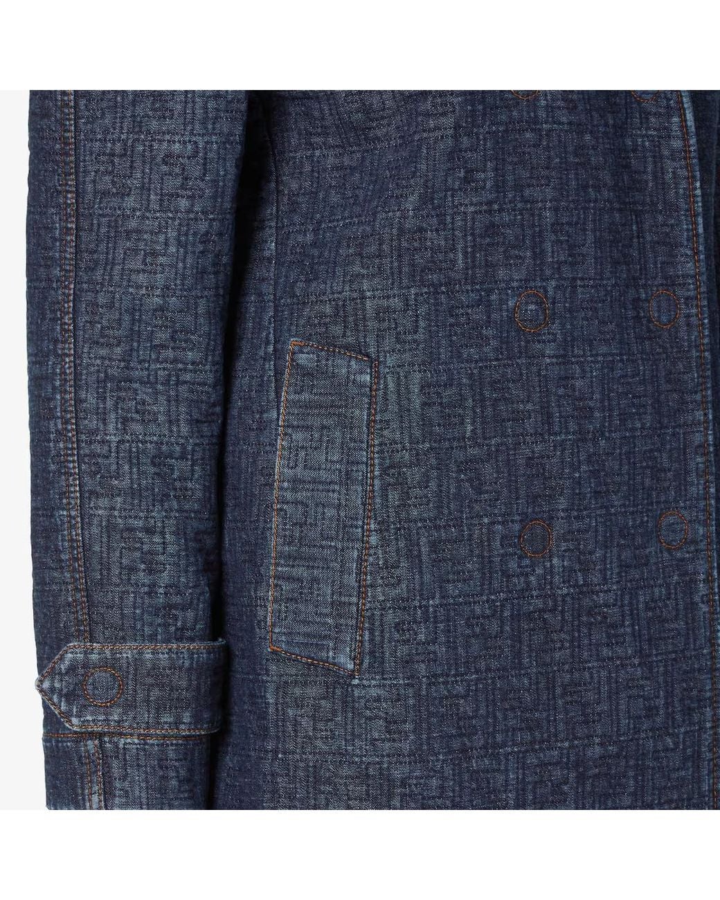 Fendi Blue Quilted Ff Denim Coat