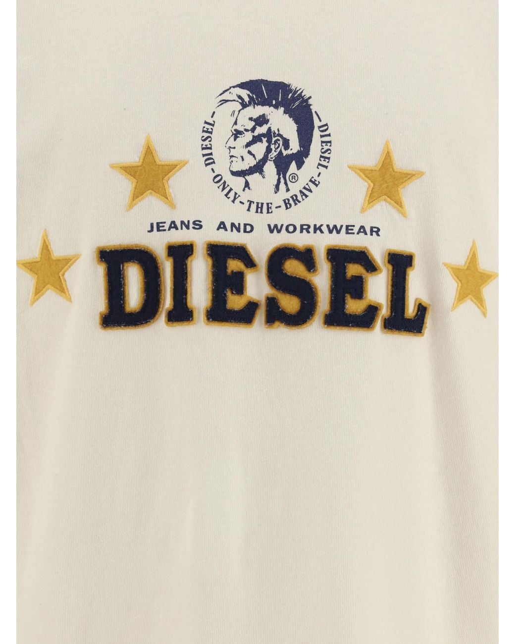 DIESEL White Logo Embroidered T-Shirt for men