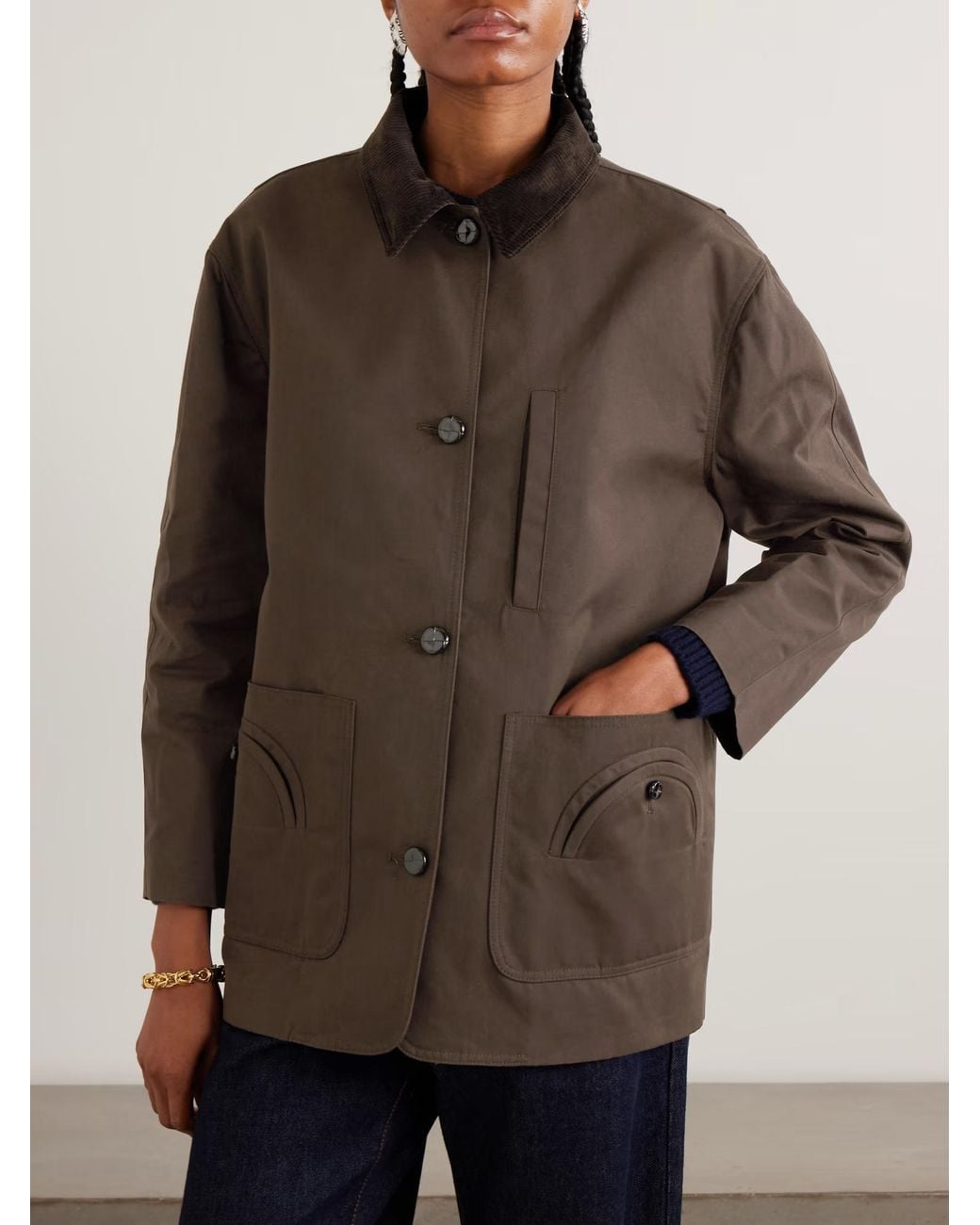 Blazé Milano Brown Corduroy-Collar Coat