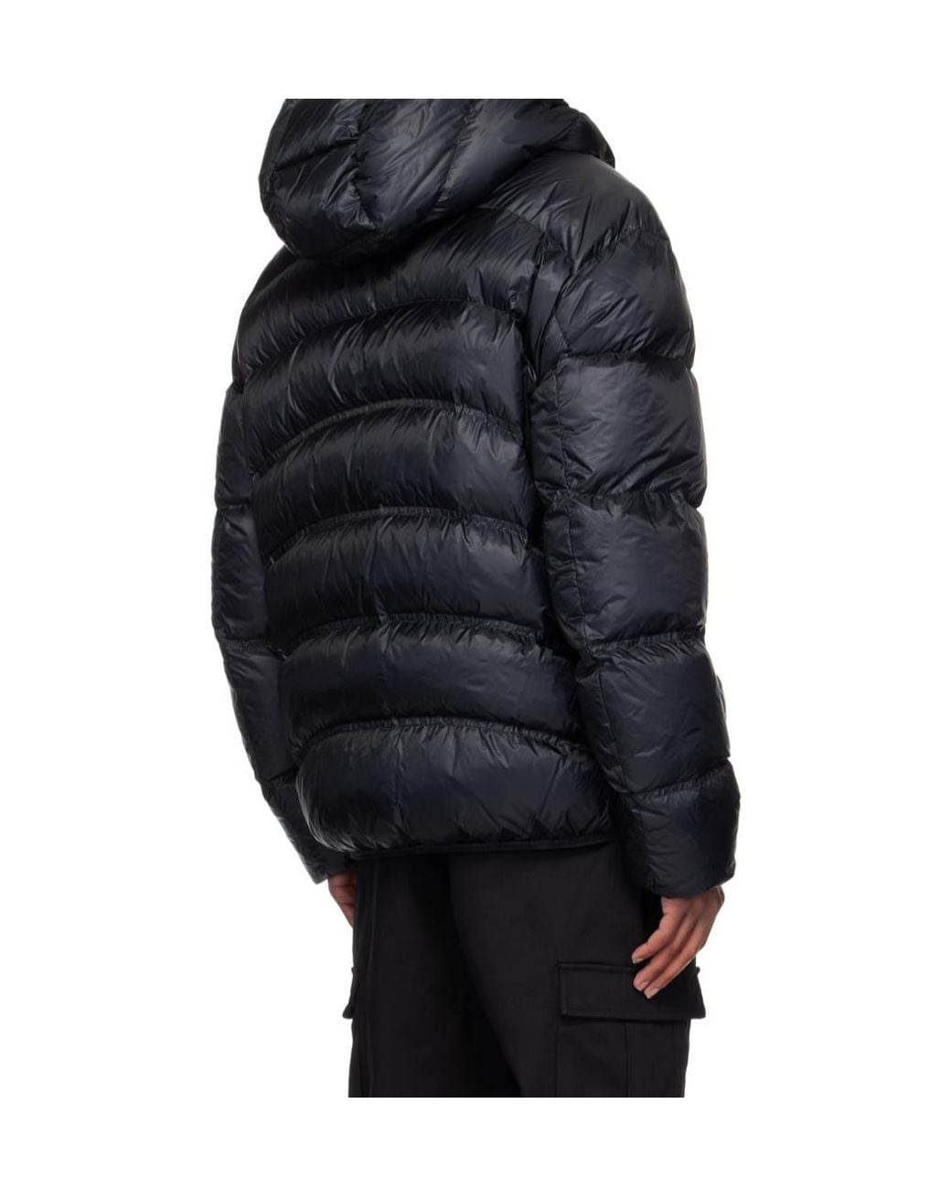 Moncler Black Logo-Patch Hooded Padded Jacket for men
