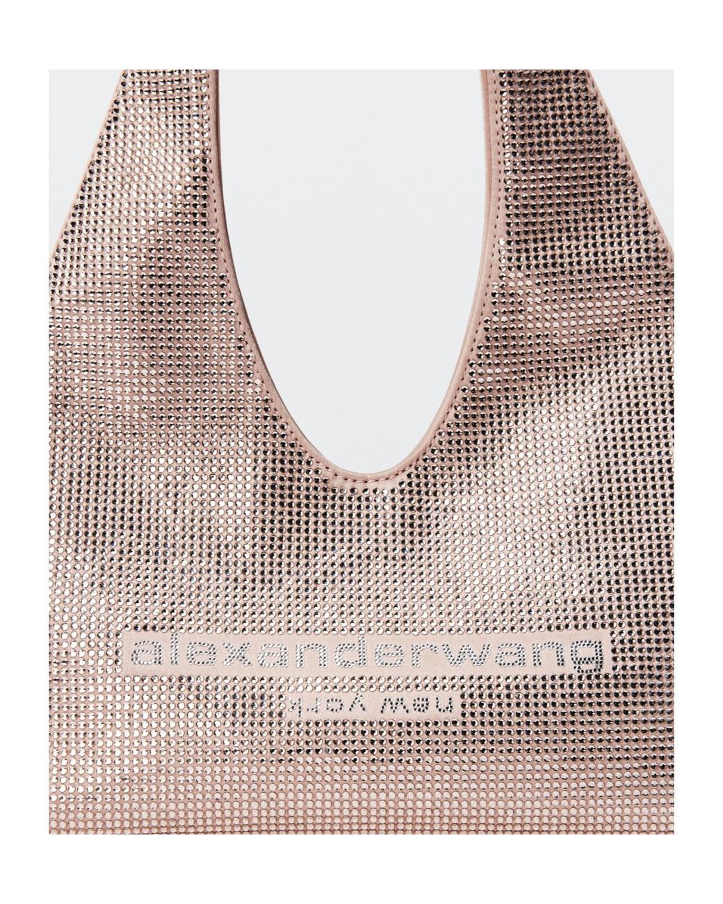 Alexander Wang Natural Crystal-Embellished Logo-Patch Shoulder Bag