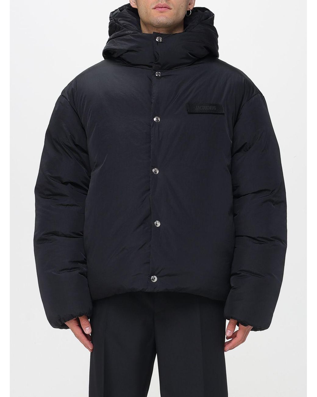 Jacquemus Black Logo Patch Hooded Jacket for men