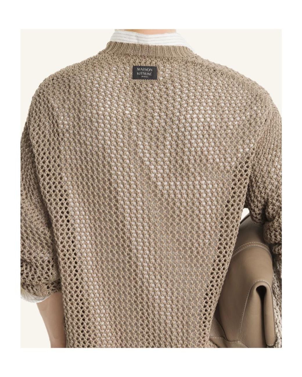 Maison Kitsuné Natural Large Open Knit Jumper for men