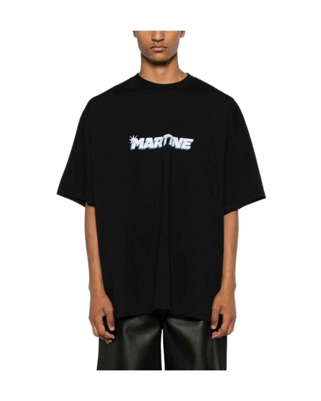 Martine Rose Black Logo Printed Crewneck T-Shirt for men