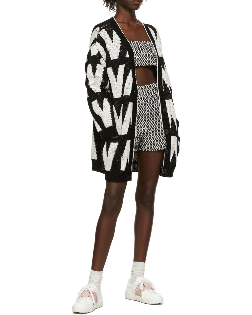 Valentino Black Logo-Jacquard Shorts