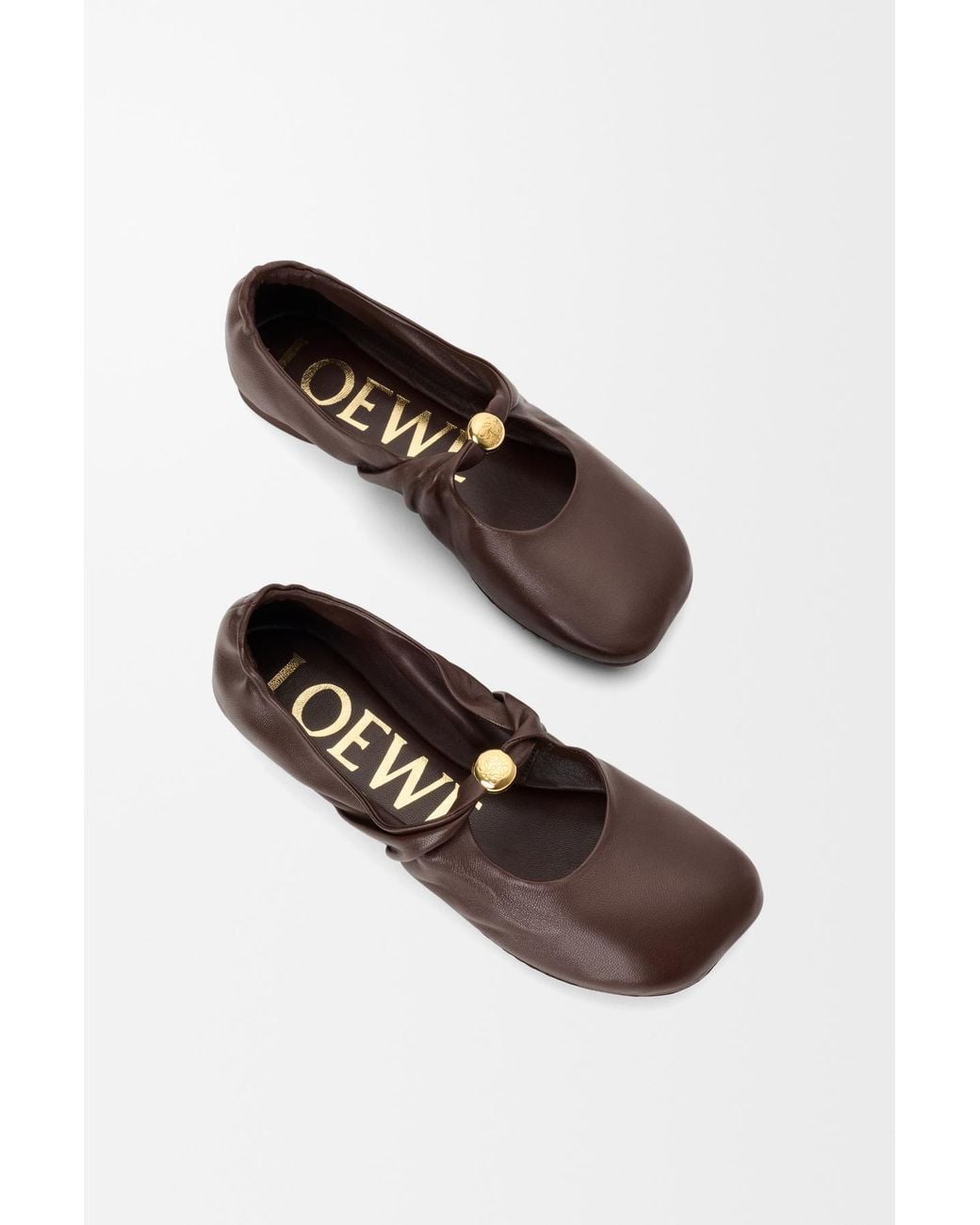 Loewe Brown Anagram Ballet Flats