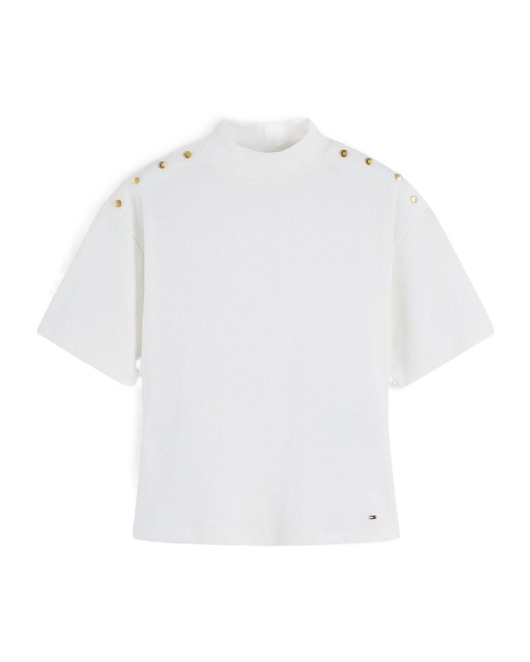 Tommy Hilfiger White Solid Color T-Shirt