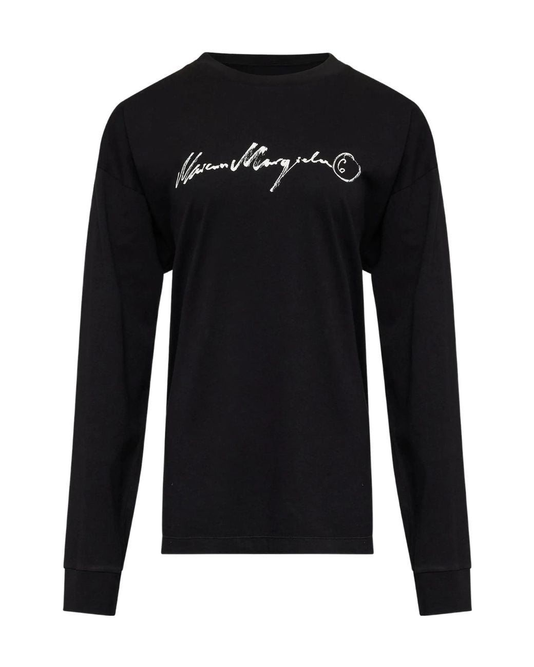 MM6 by Maison Margiela Black Long-Sleeve Overdyed Handwritten-Print T-Shirt for men