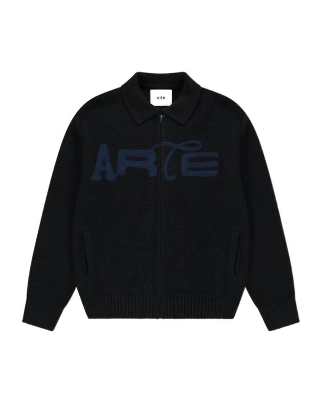 Arte' Blue Logo-Patch Zip-Up Sweater for men
