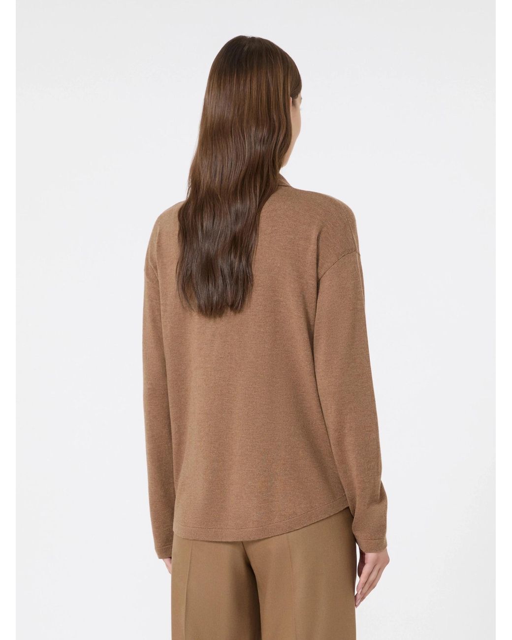 Max Mara Brown Collared Button-Up Cardigan