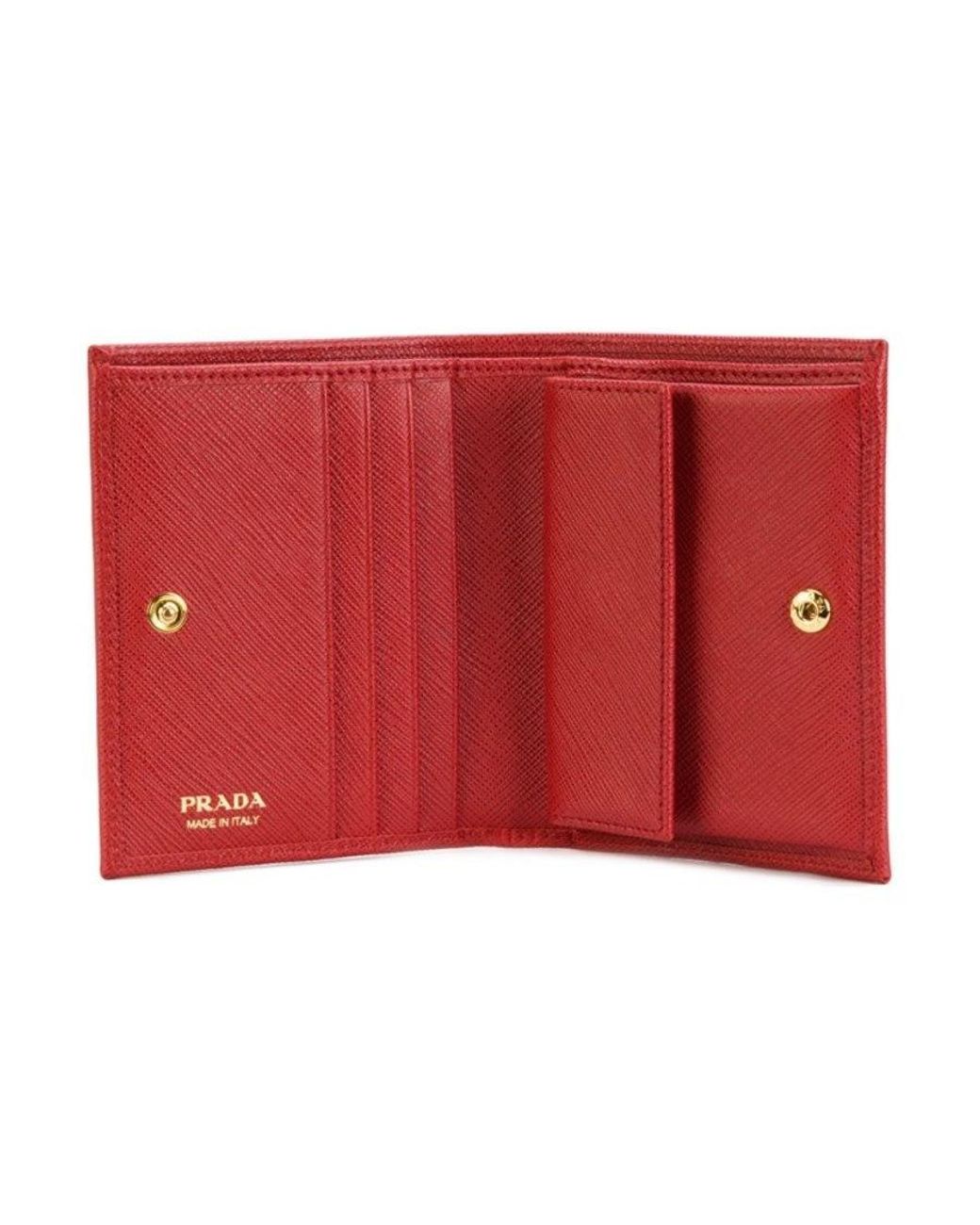 Prada Red Logo Compact Wallet