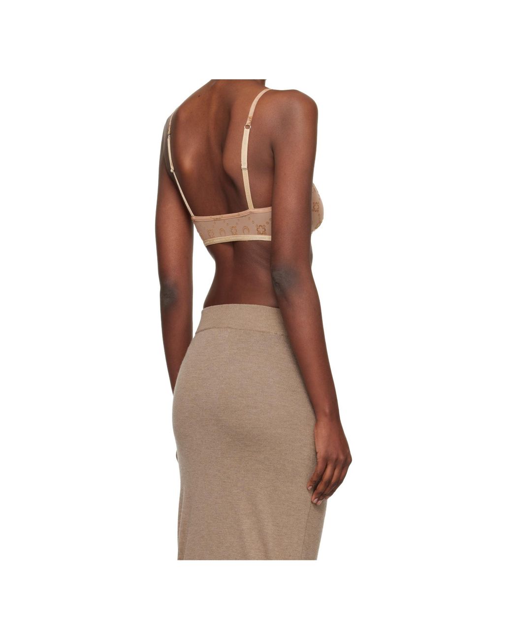 MARINE SERRE Brown Transparent Elastic Mesh French Bra