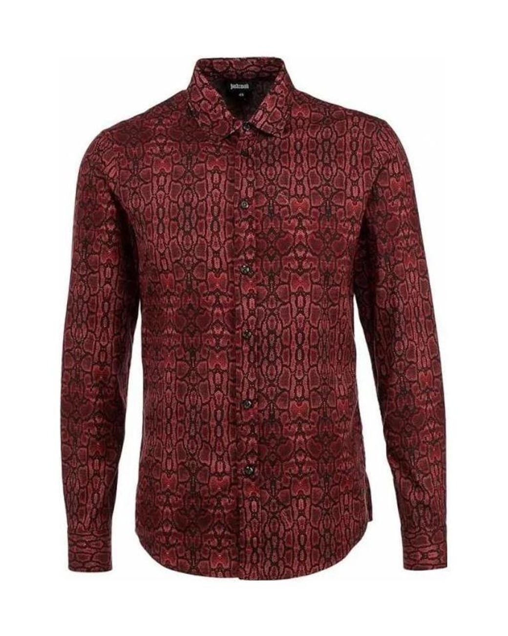 Just Cavalli Red Printed Shirt for men