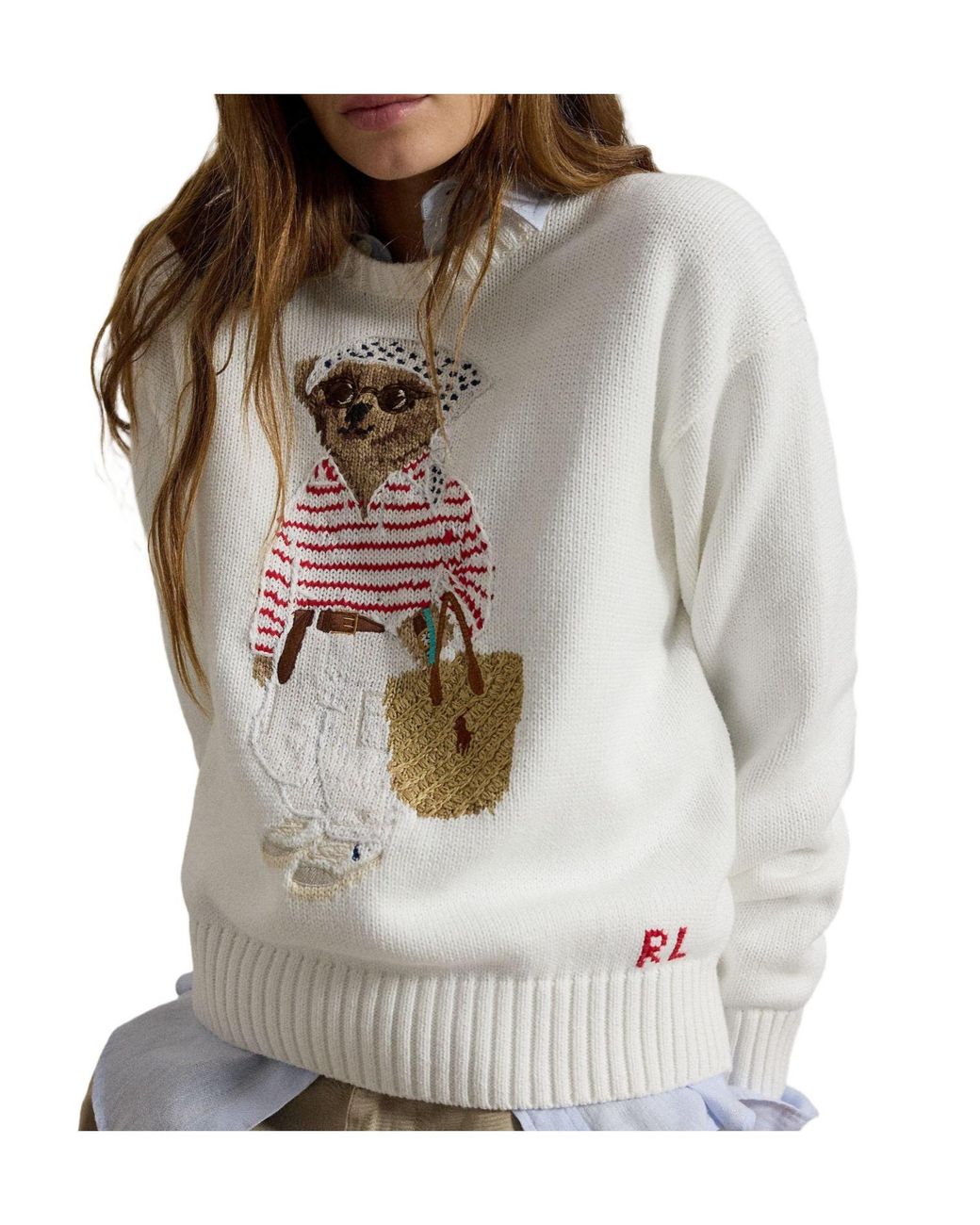 Polo Ralph Lauren White Crew Neck Jumper