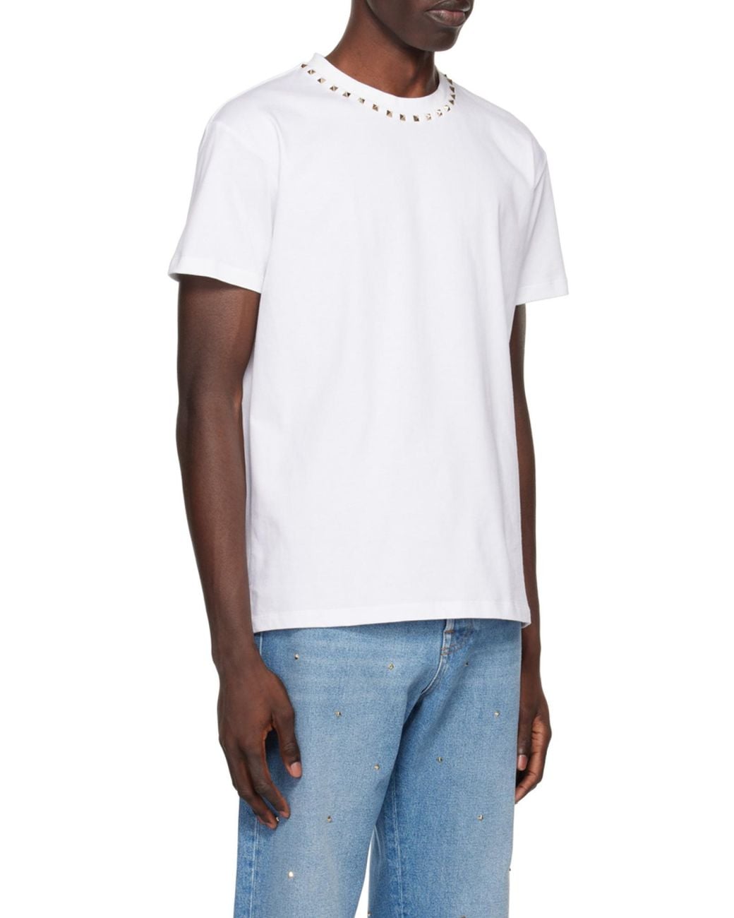 Valentino White Untitled Stud Crewneck T-Shirt for men