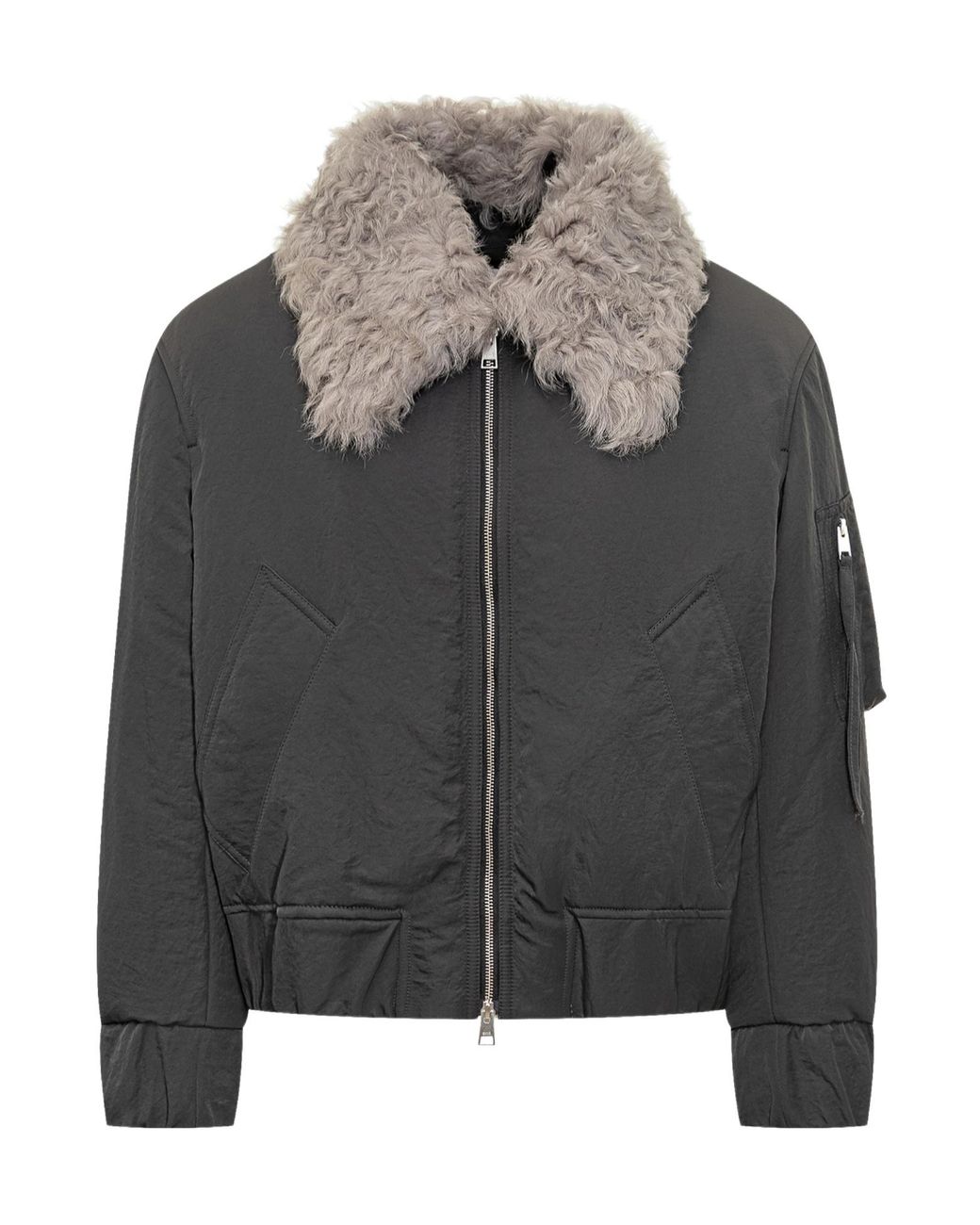 AMI Gray Ami Alexandre Mattiussi Bomber Jacket With Grey Shearling Collar for men