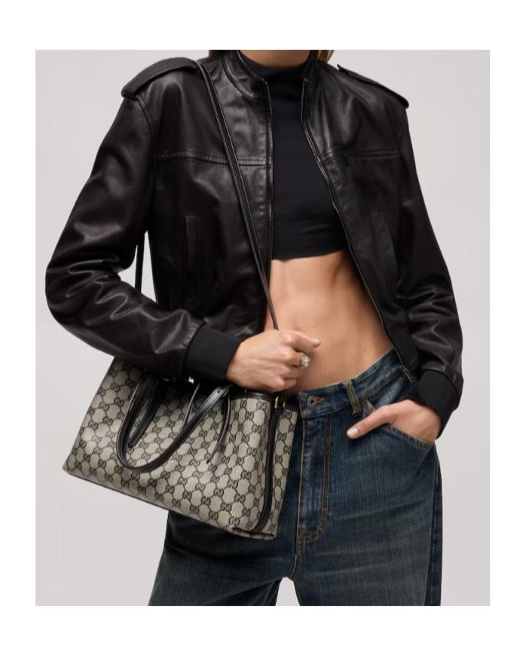 Gucci Black Gg Emblem Medium Tote Bag
