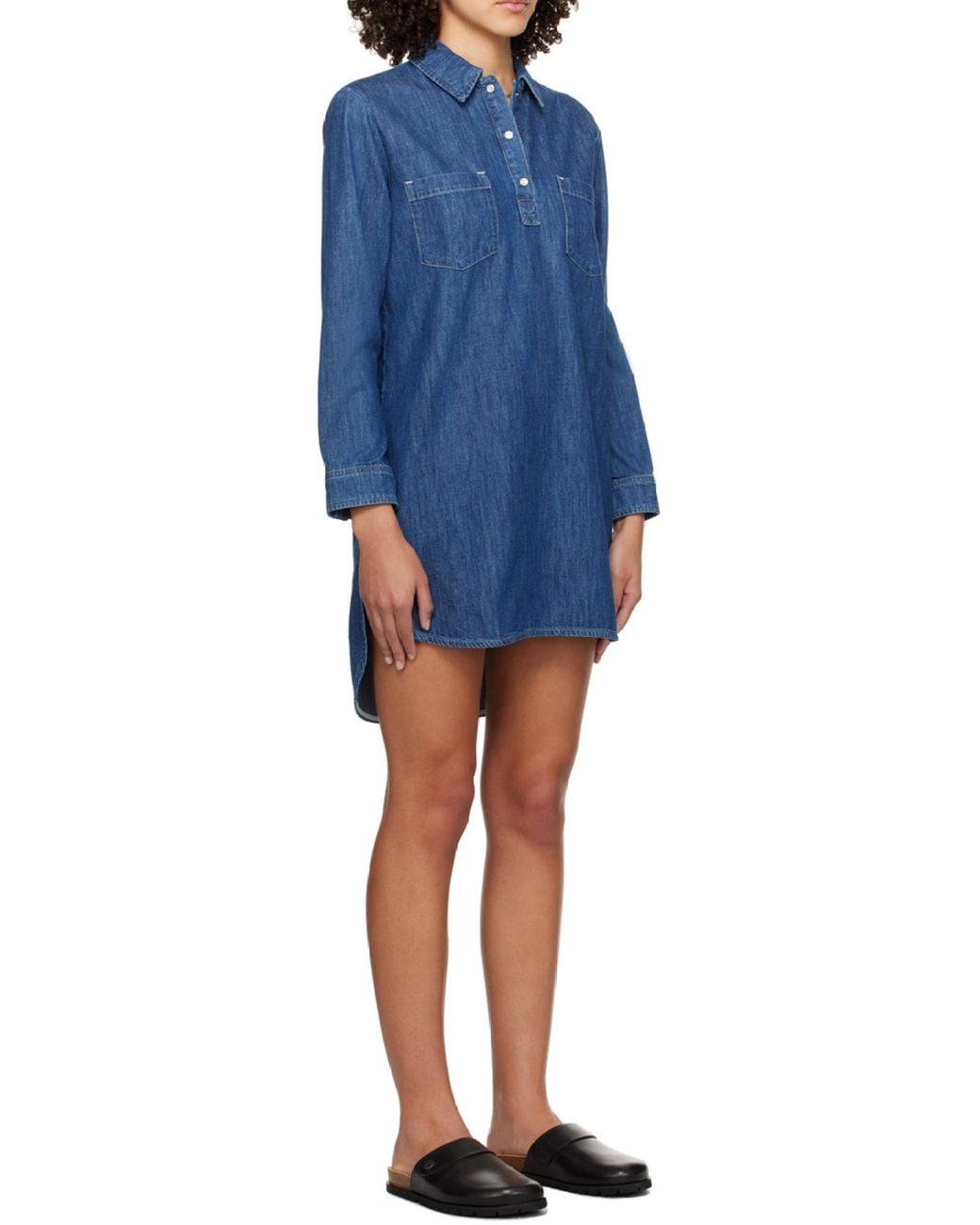 A.P.C. Blue Texas Chest Patch Denim Mini Dress