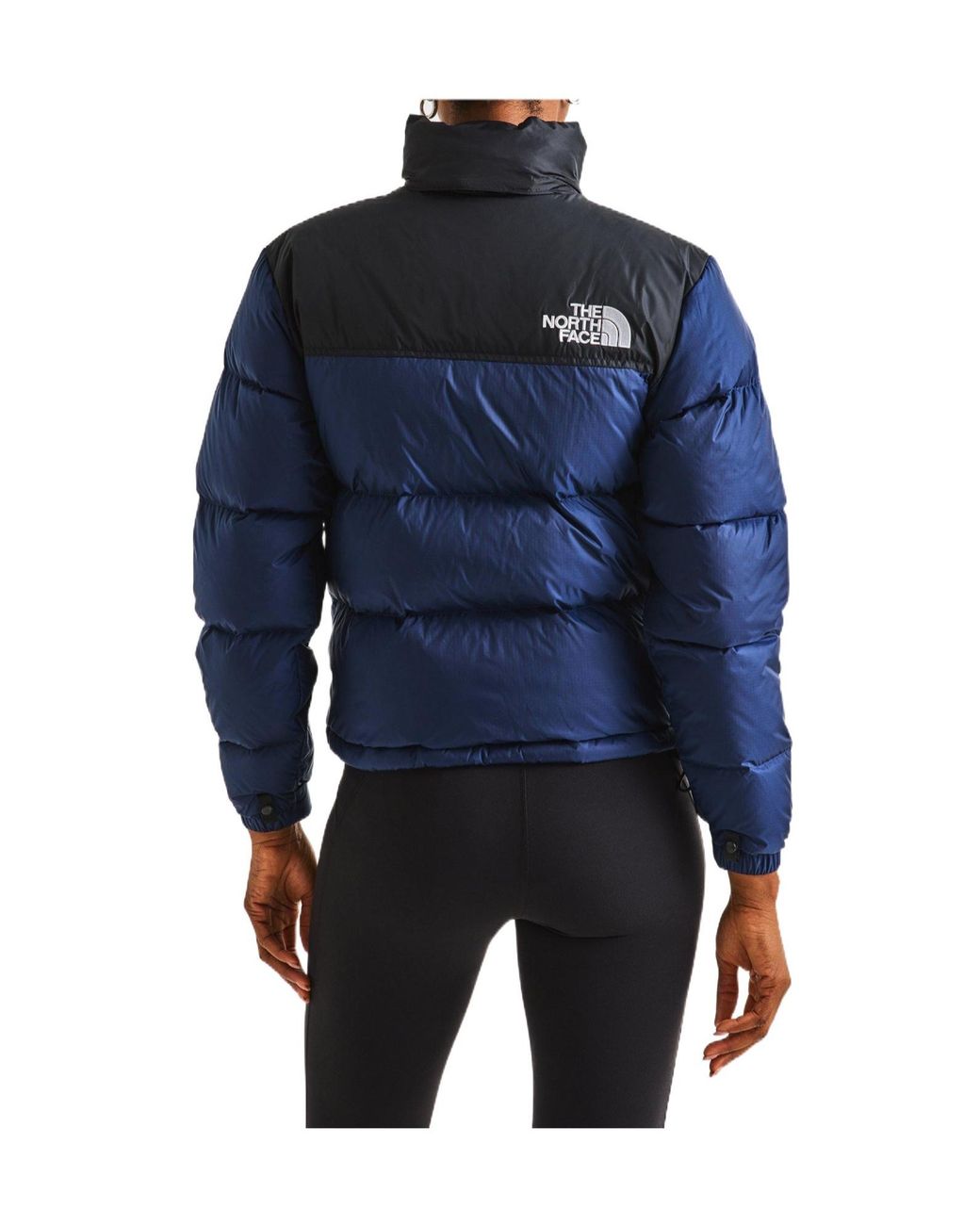 The North Face Blue Retro Nuptse Water Resistant Goose Down Short Puffer Jacket