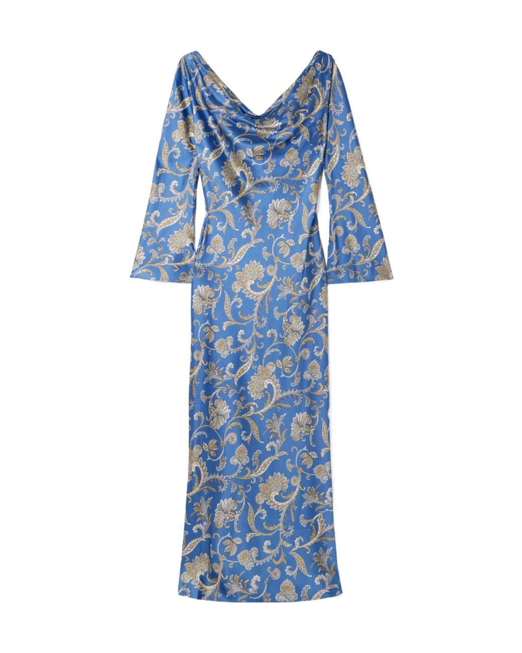 Veronica Beard Blue Ember Draped Paisley-Print Dress
