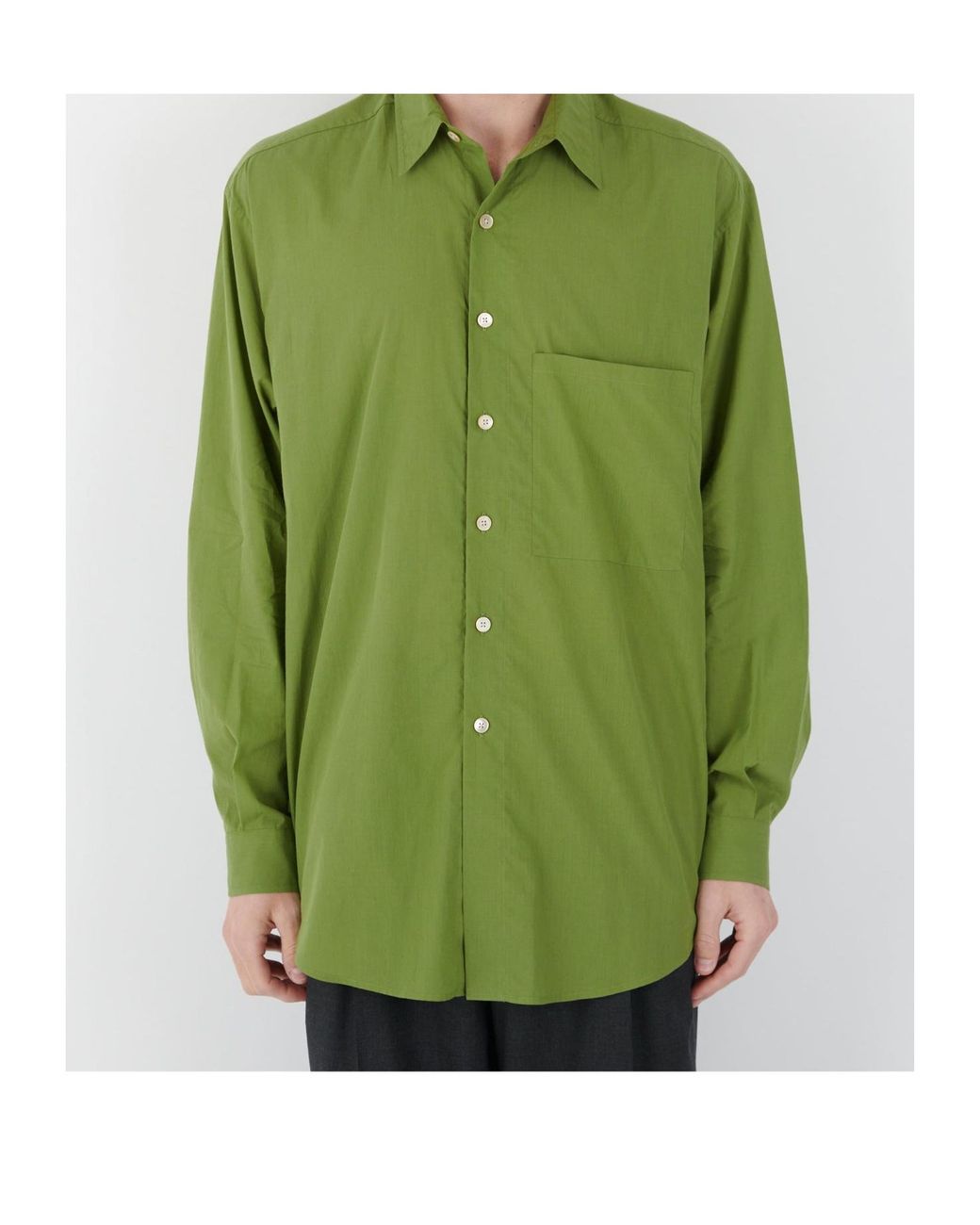 Auralee Green Super Fine Cotton Lawn Shirt for men