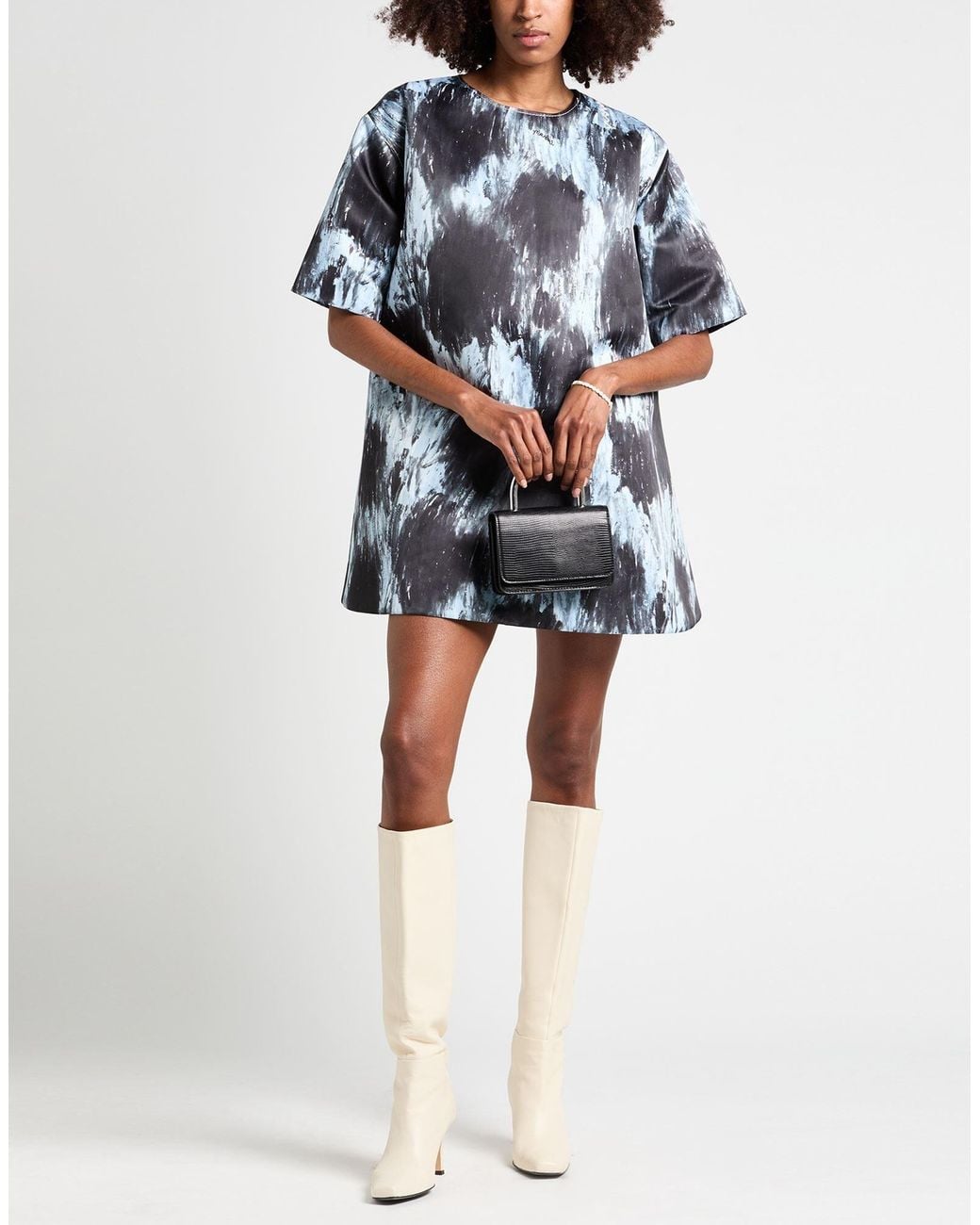 Marni Black Short Sleeves Flared Dress