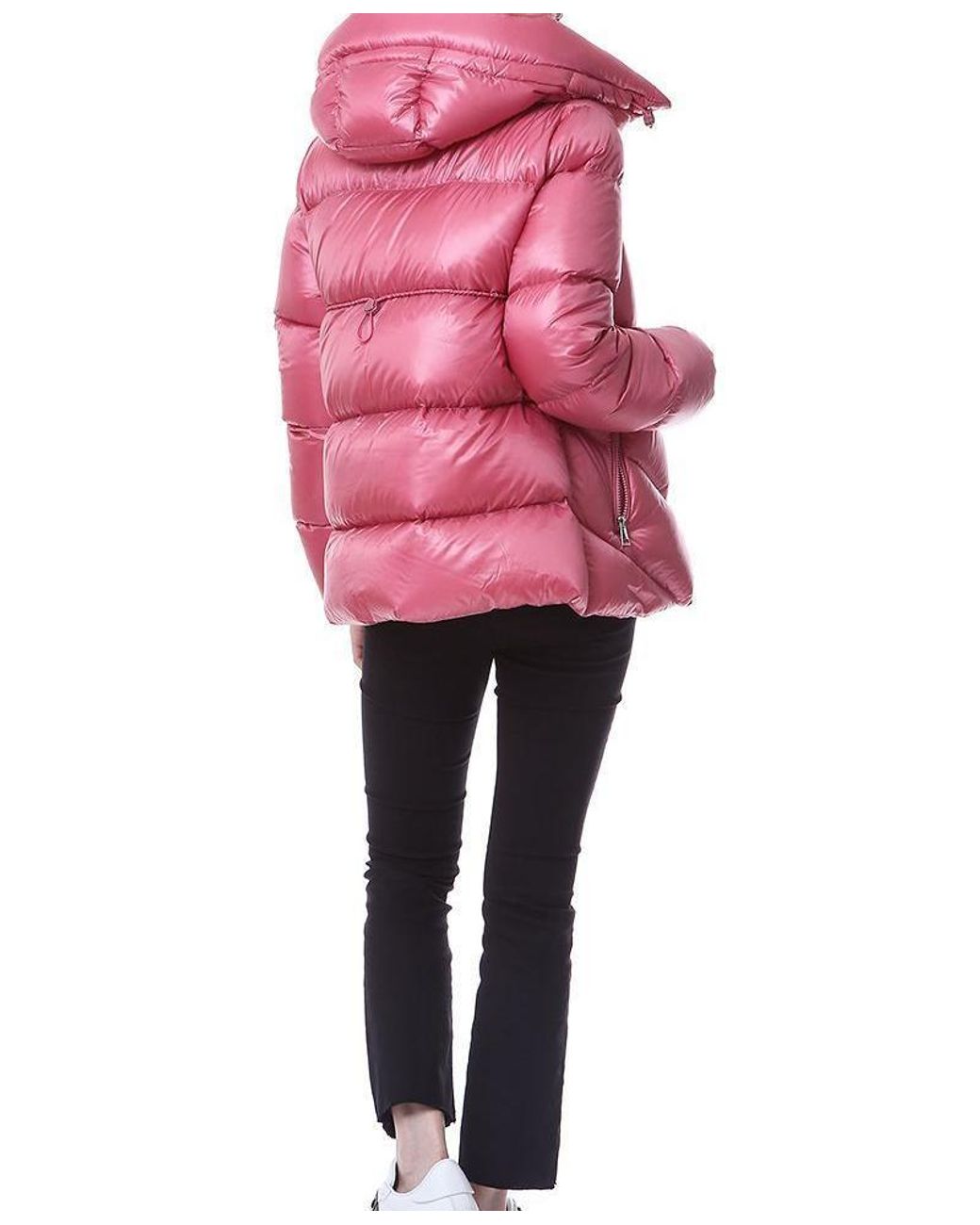 Moncler Pink Cropped Hooded Down Jacket