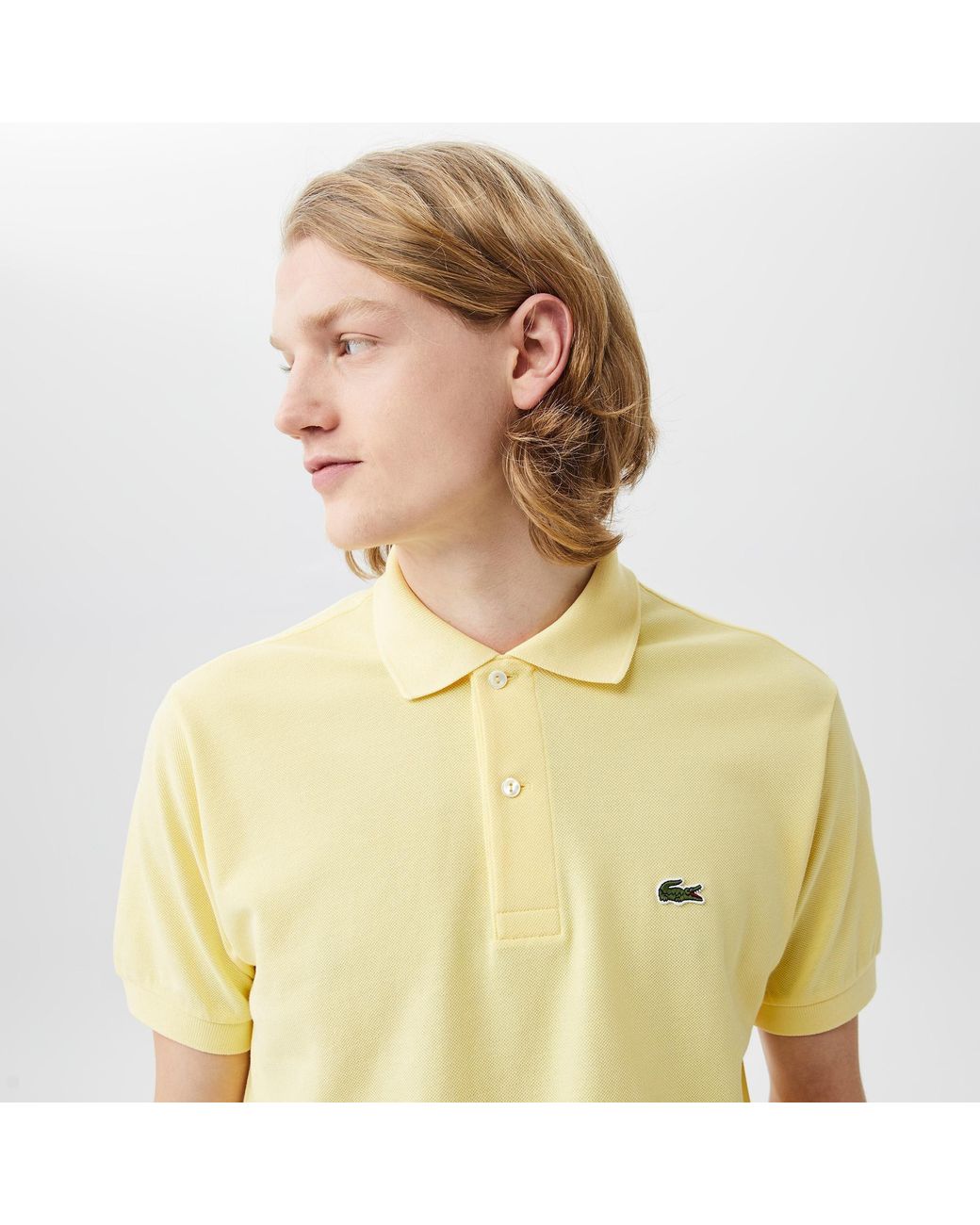 Lacoste Yellow Logo-Patch Polo Shirt for men