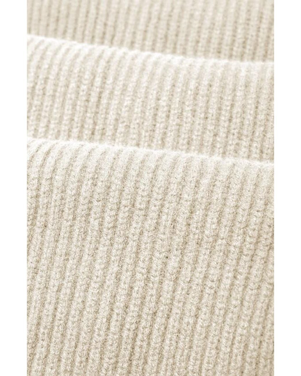 Malo White Ribbed Knit Scarf